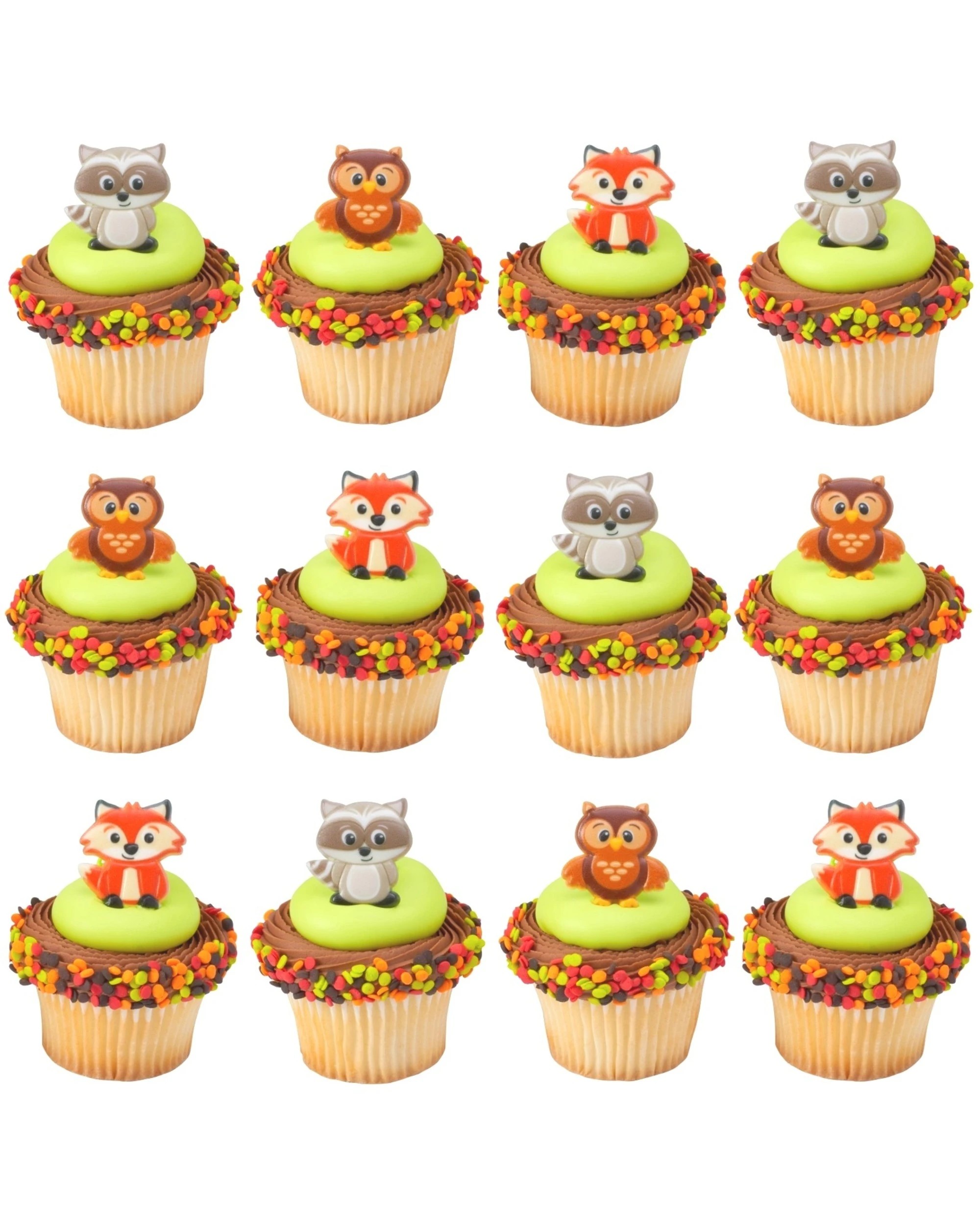1 DecoPac Woodland Animals Cupcake Rings Pack of 12 - Multi, 1 of 2