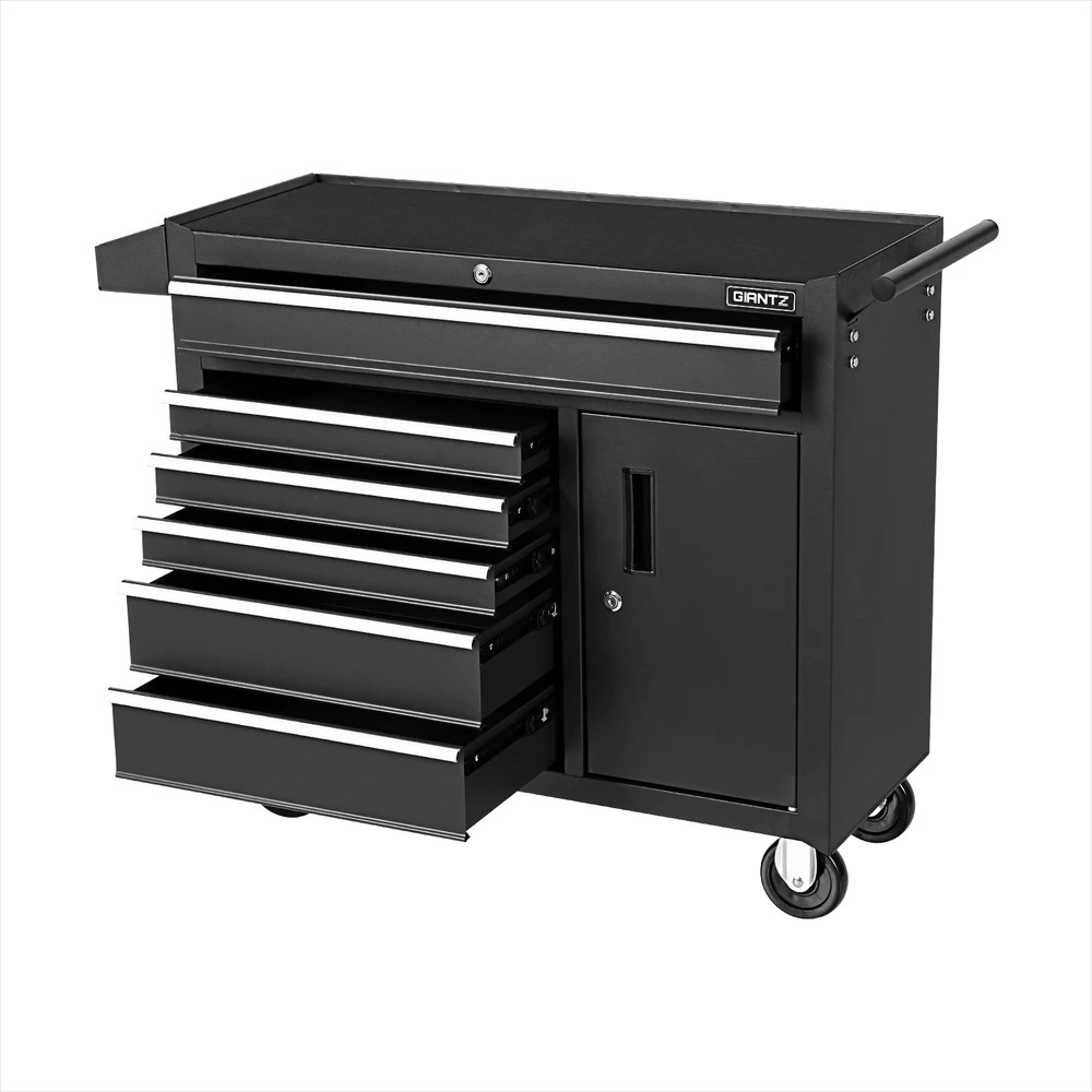 1 Giantz 6 Drawer Tool Box Cabinet Chest Toolbox Garage Storage Organiser - Black, 1 of 6