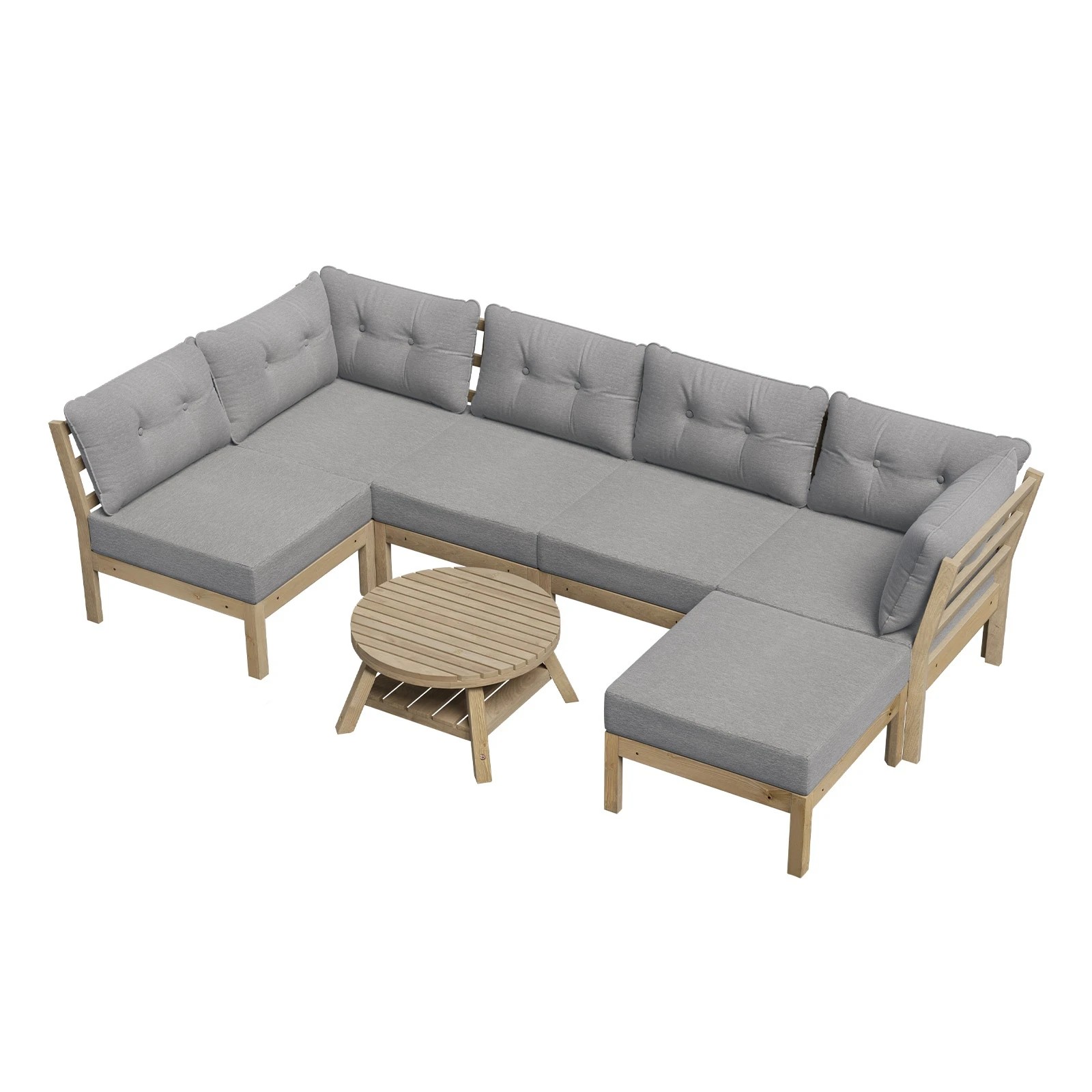 1 Livsip 7 Piece Outdoor Sofa Set 5-seater Lounge Setting Garden Table Chairs
 - Grey, 1 of 9