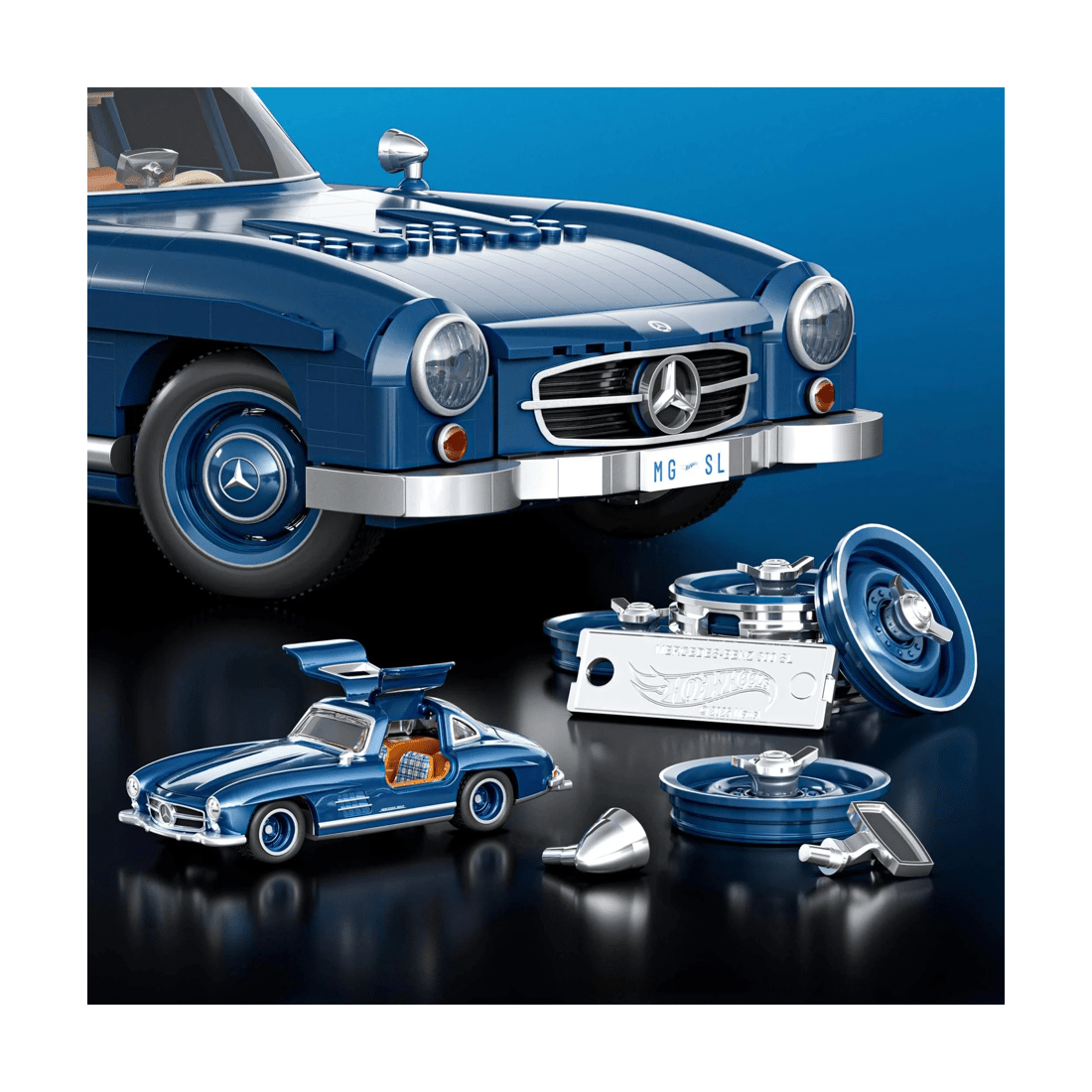 4 Mattel Brick Shop Hot Wheels Mercedes-Benz 300 Sl Building Toy Kit - Multi, 4 of 5
