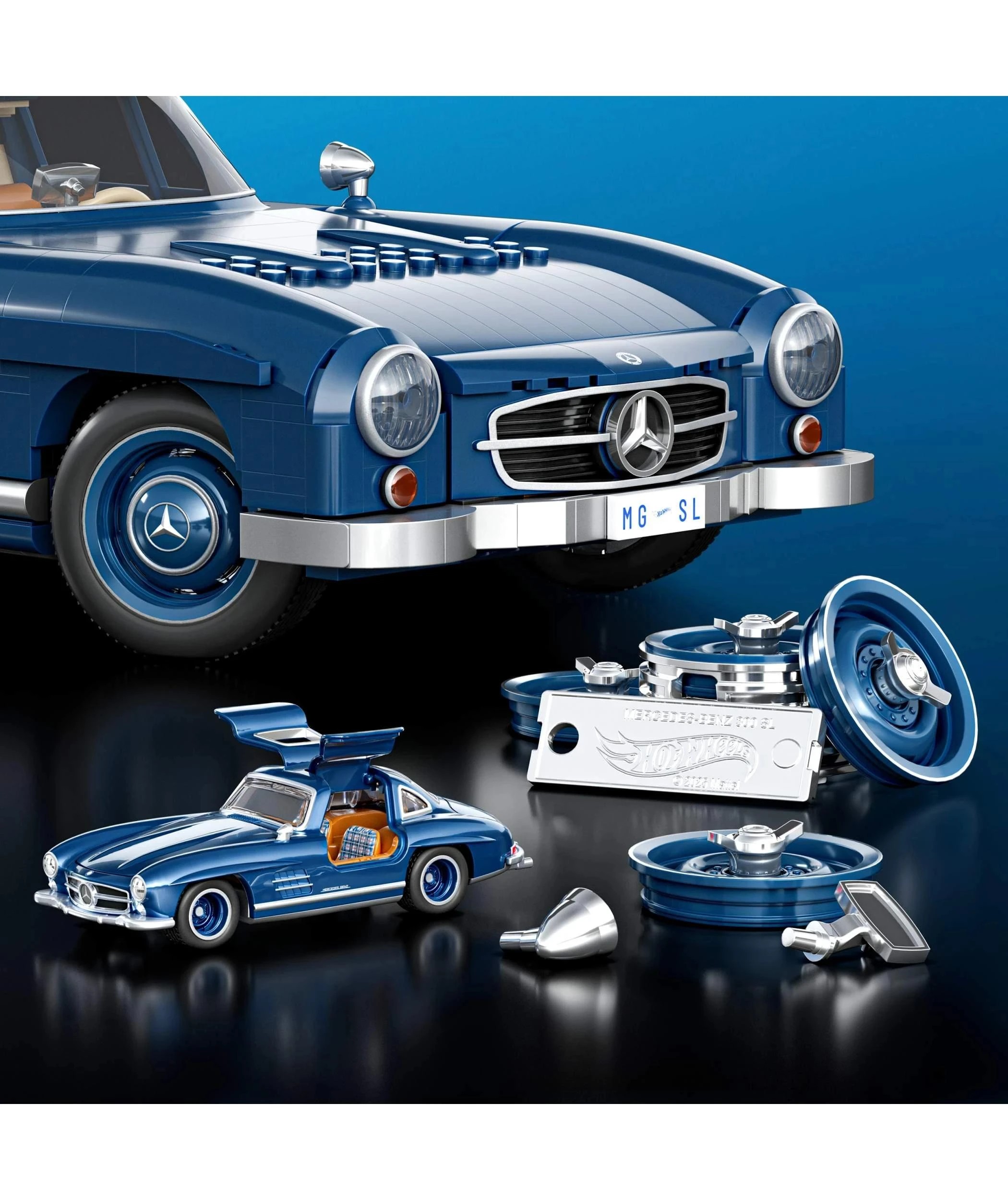 4 Mattel Brick Shop Hot Wheels Mercedes-Benz 300 Sl Building Toy Kit - Multi, 4 of 5
