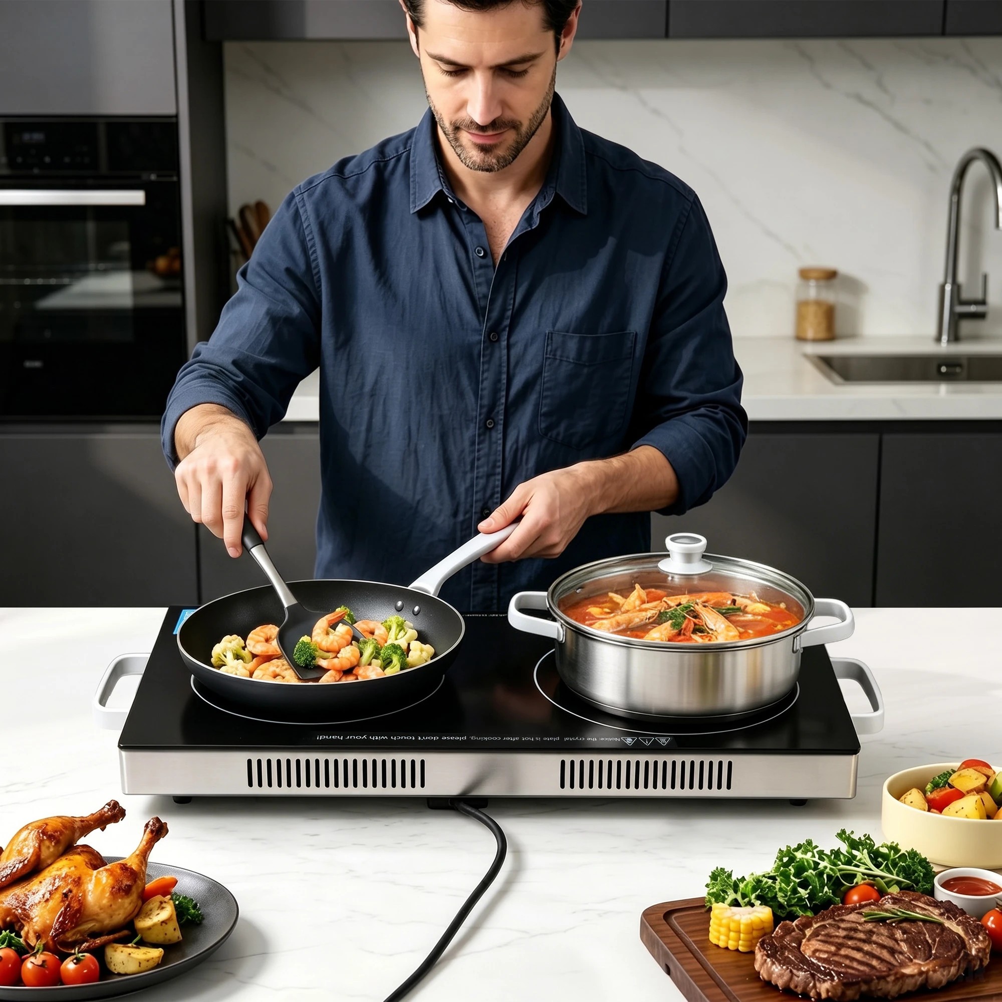 9 Devanti Portable Dual Ceramic Cooktop 2800W - Black, 9 of 9