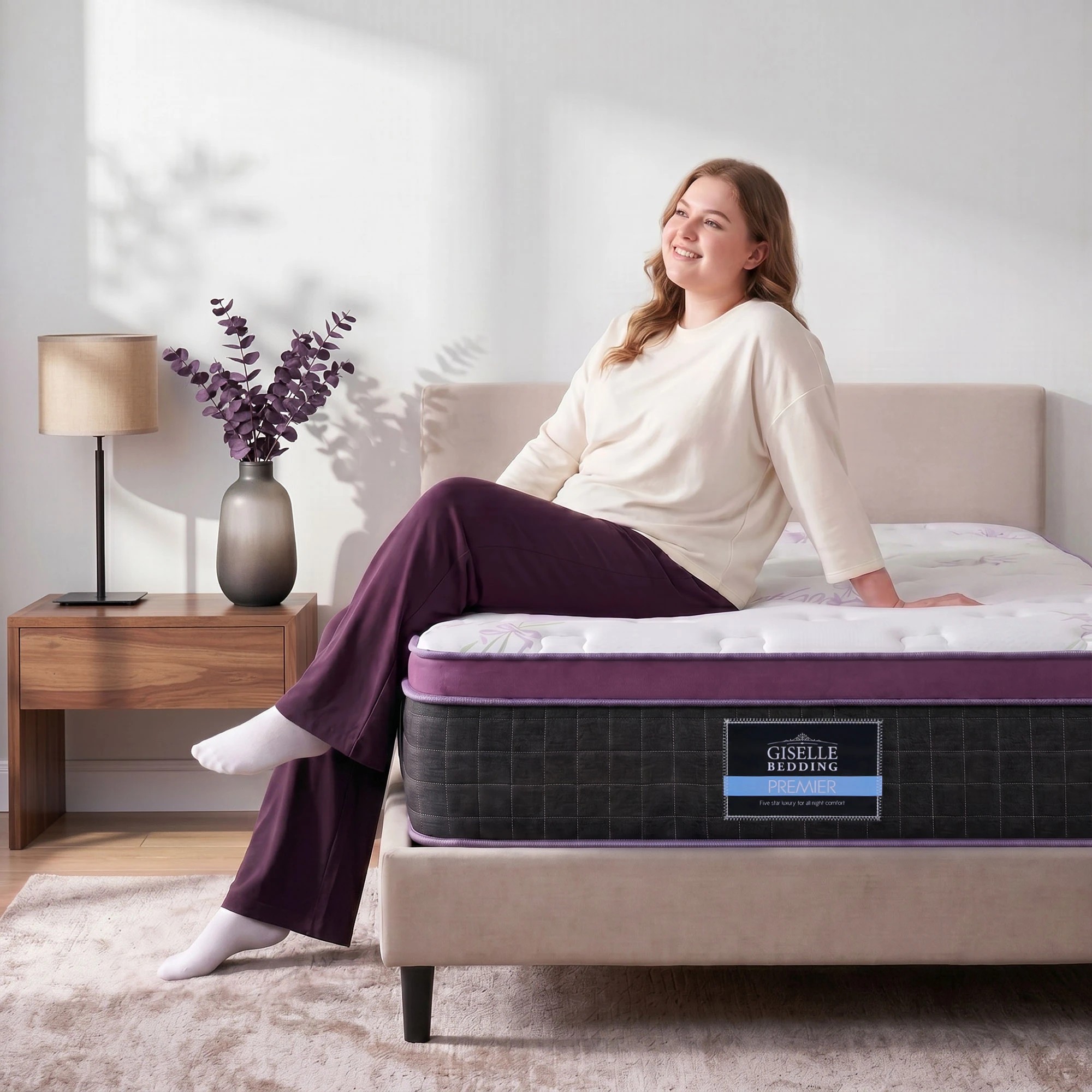 5 Giselle Euro Top Mattress Firm Pocket Spring Edge Support - King Single Bed - Multi, 5 of 9