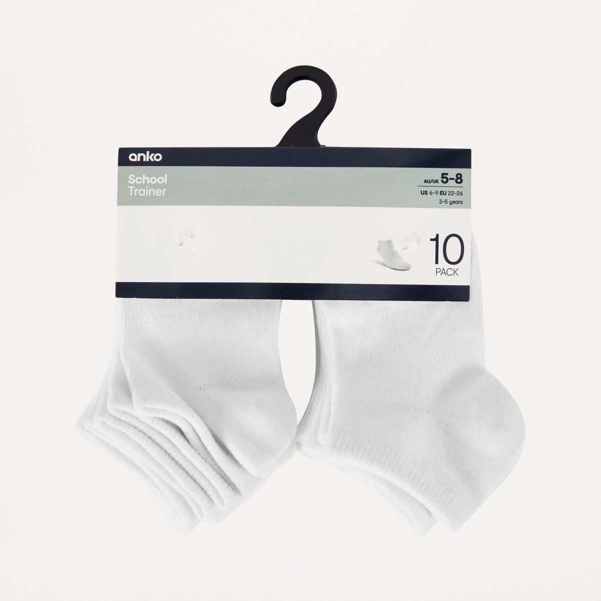 3 10 Pack Trainer Socks White, 3 of 3