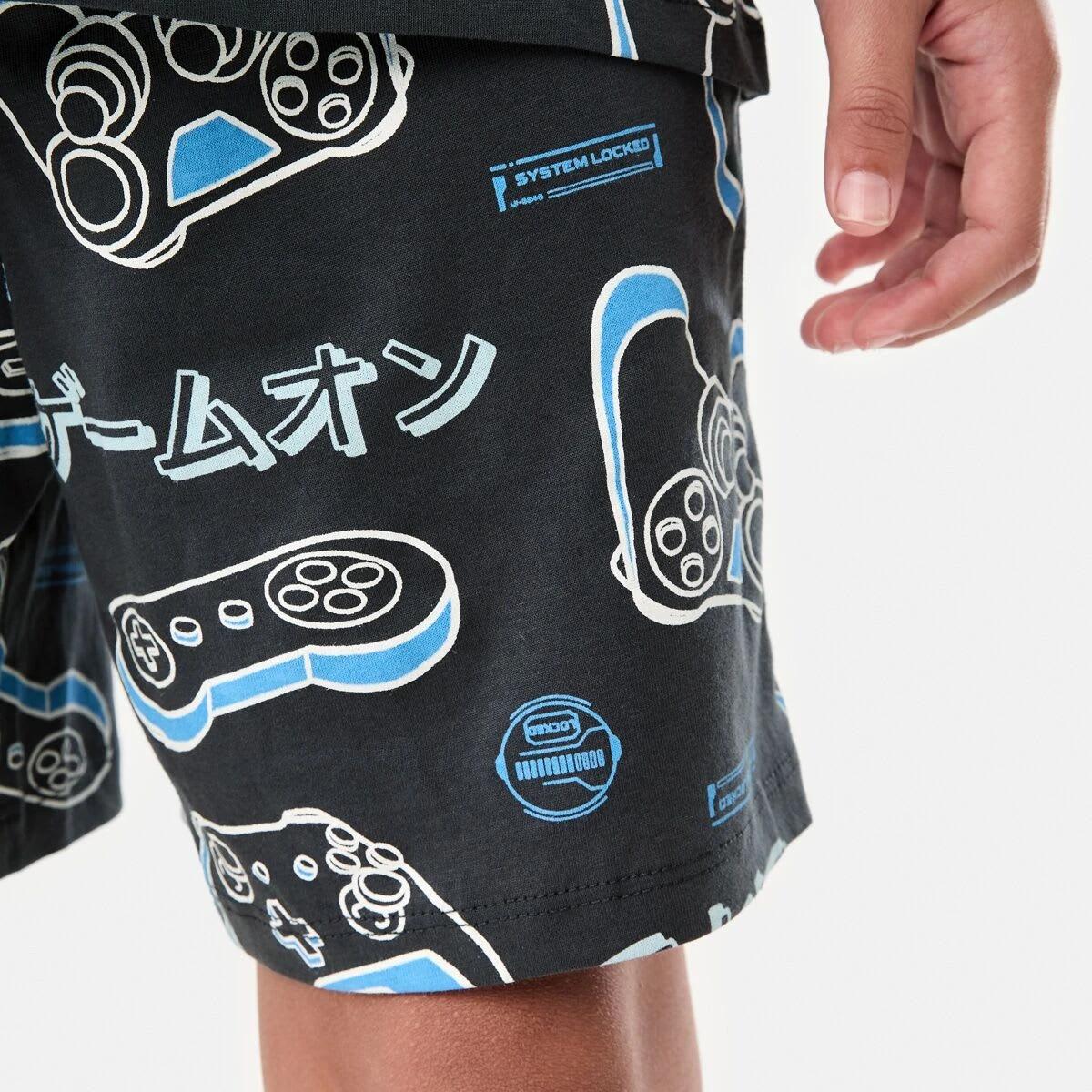 6 Short Sleeve Jersey Pyjama Set GREY GAMING, 6 of 10