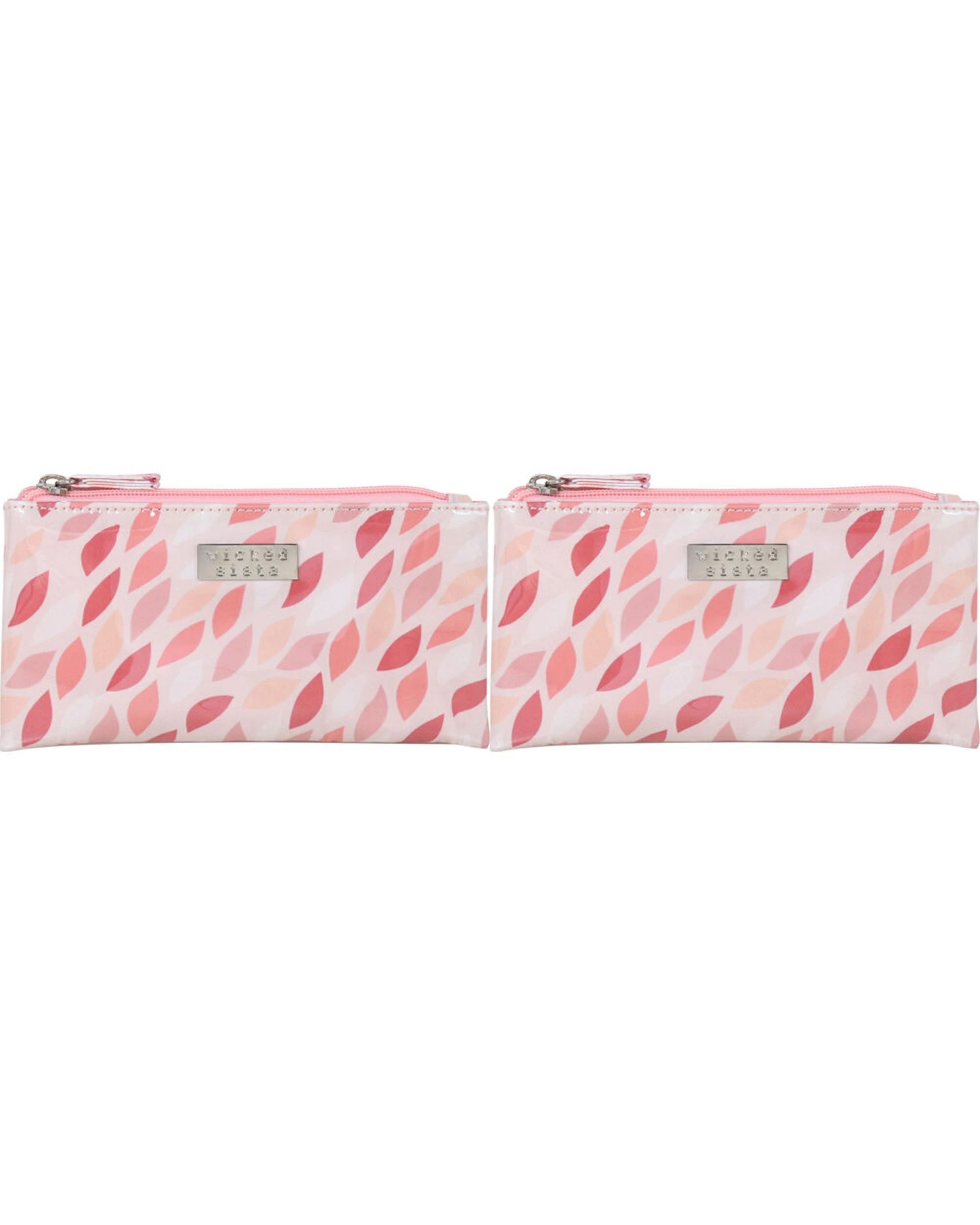 1 Wicked Sista 2PK Leaves Small Flat Purse Makeup Pouch 20x10cm - Pattern, 1 of 2