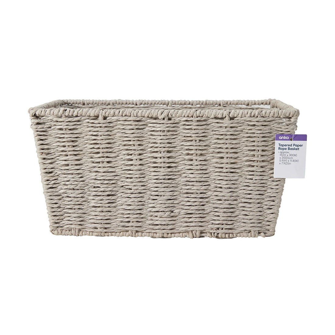 7 Rectangle Tapered Paper Rope Basket - Grey, 7 of 8