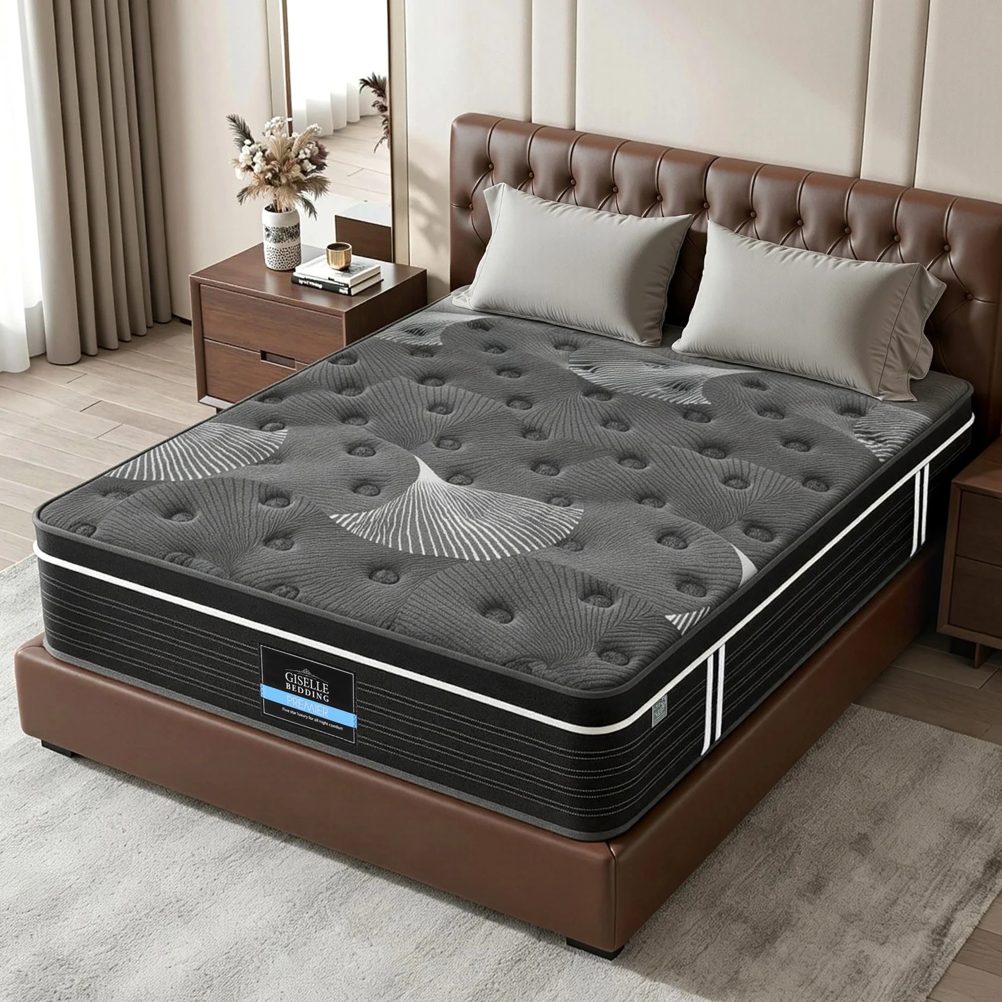 8 Giselle Bedding King Mattress 35cm Euro Top with Graphene Cooling Comfort Medium Firm - King Bed - Multi, 8 of 8