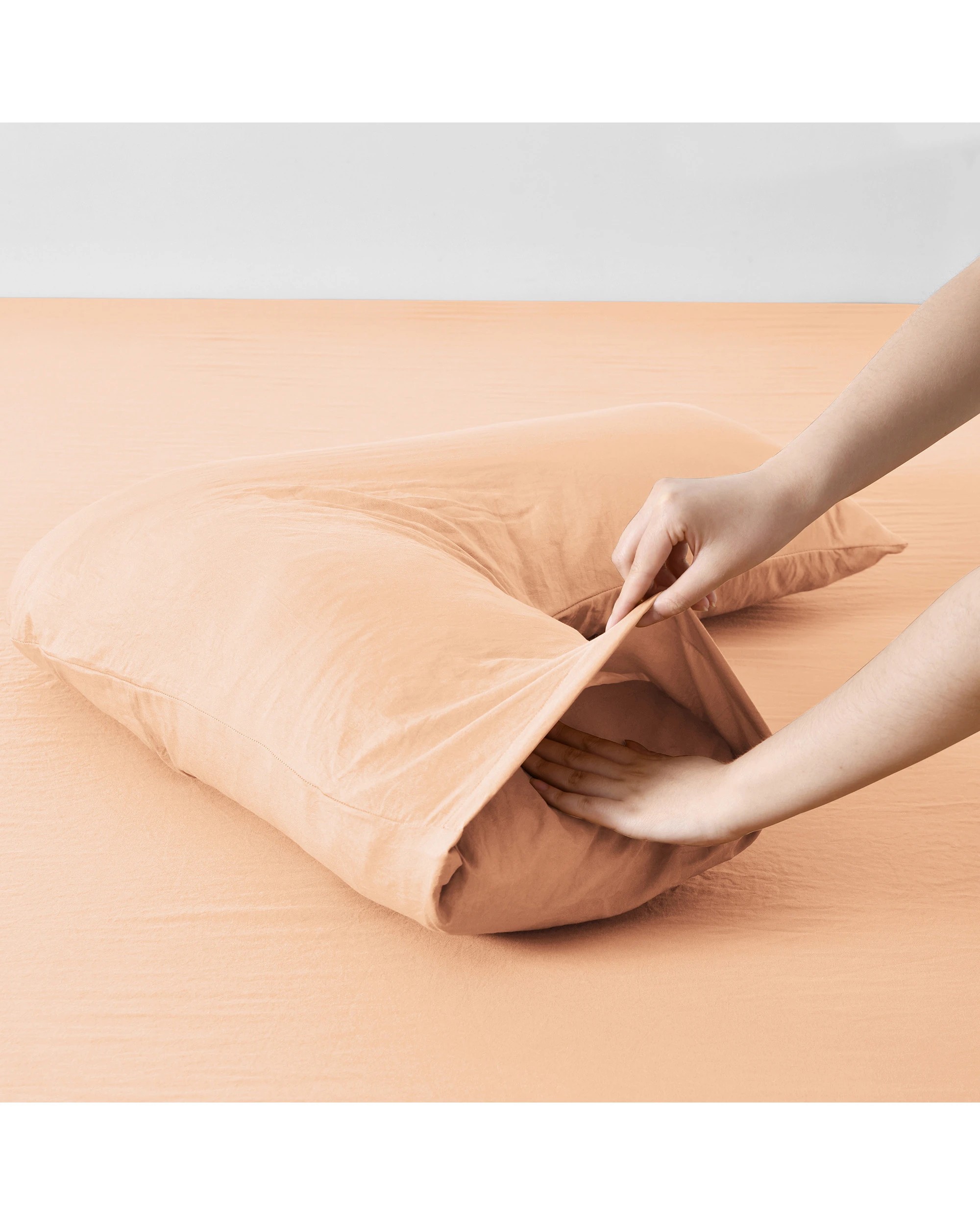 3 Dreamaker Superfine Washed Microfibre V-Shape Pillowcase Twin Pack - Peach, 3 of 5