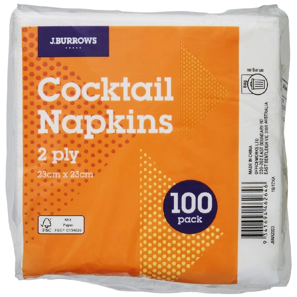 1 J.Burrows Cocktail Napkins 100 Pack, 1 of 5