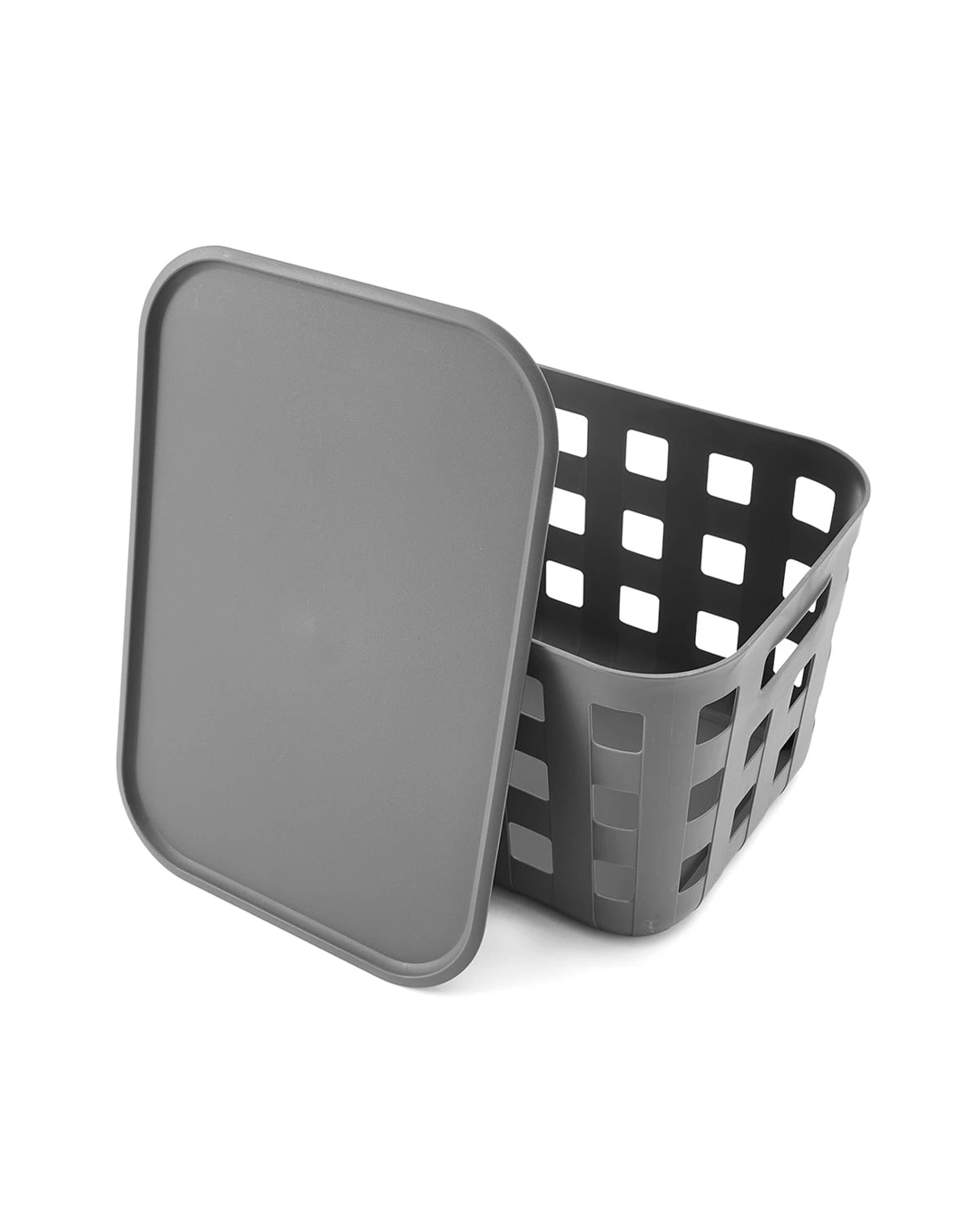 6 18L Rectangle Trellis Basket with Lid - Charcoal, 6 of 9