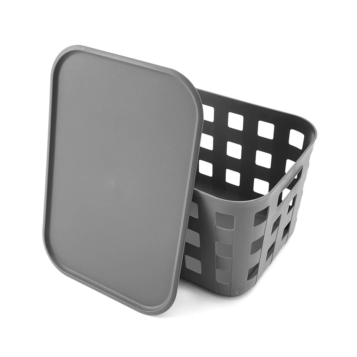 6 18L Rectangle Trellis Basket with Lid - Charcoal, 6 of 9