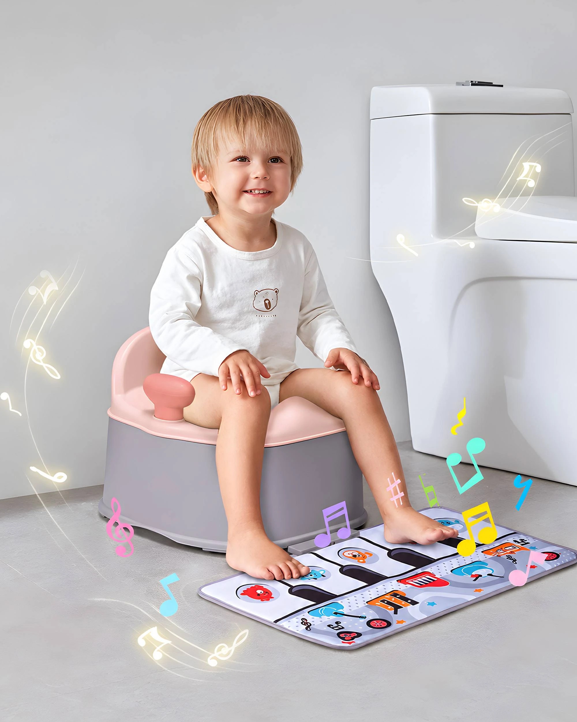 10 PlayPals 3-in-1 Kids Potty Toilet Trainer Toddler Toilet Training Seat w/ Interactive Musical Mat Pink, 10 of 10