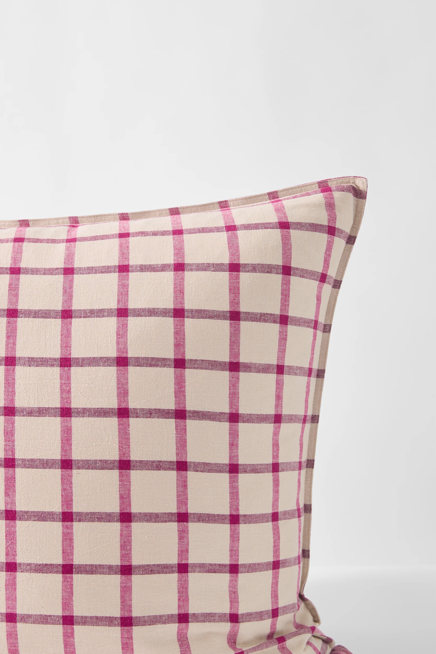 3 Target Aster Check Linen/Coton European Pillowcase - One Size - Pink, 3 of 4