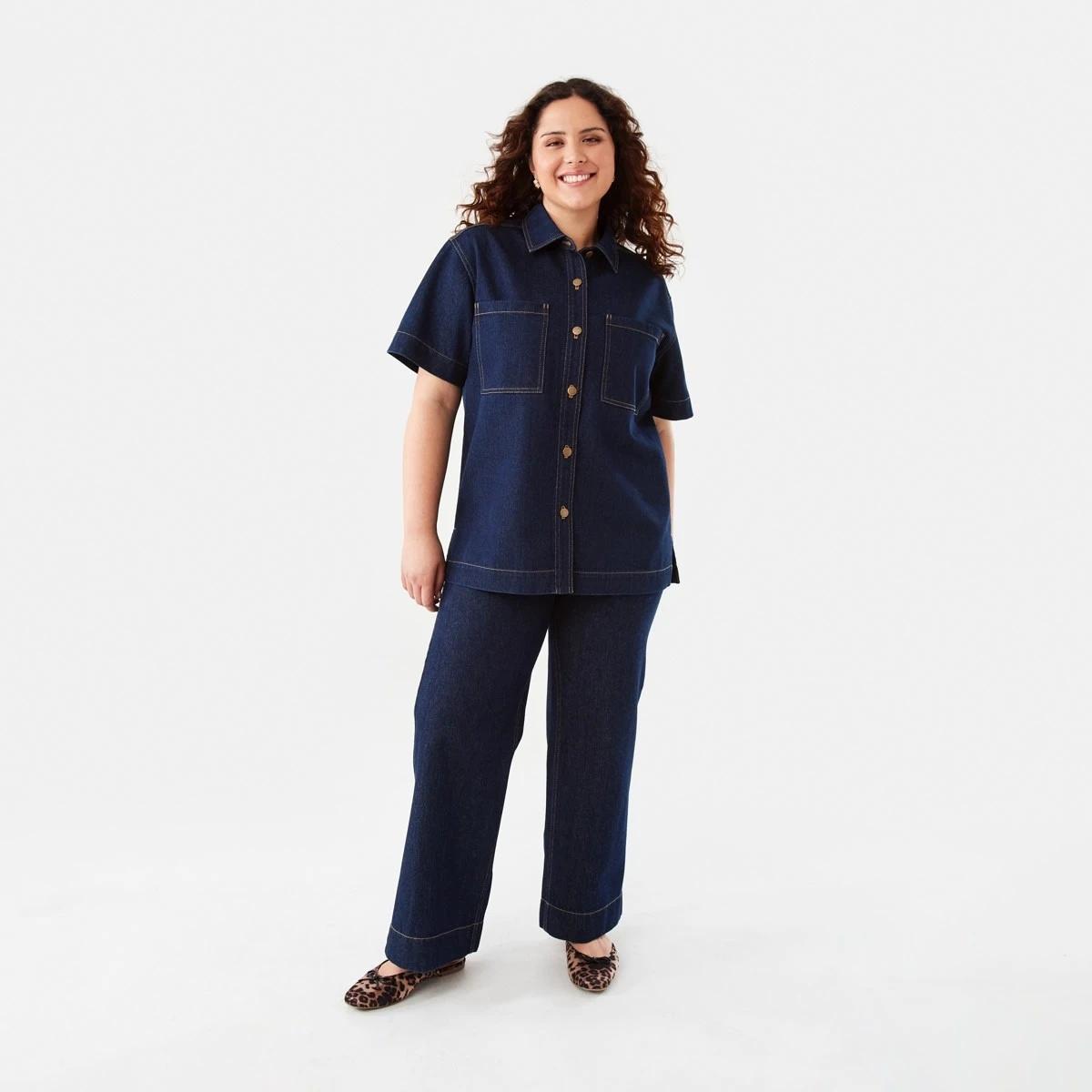 2 Short Sleeve Denim Shirt Indigo Wsh, 2 of 10