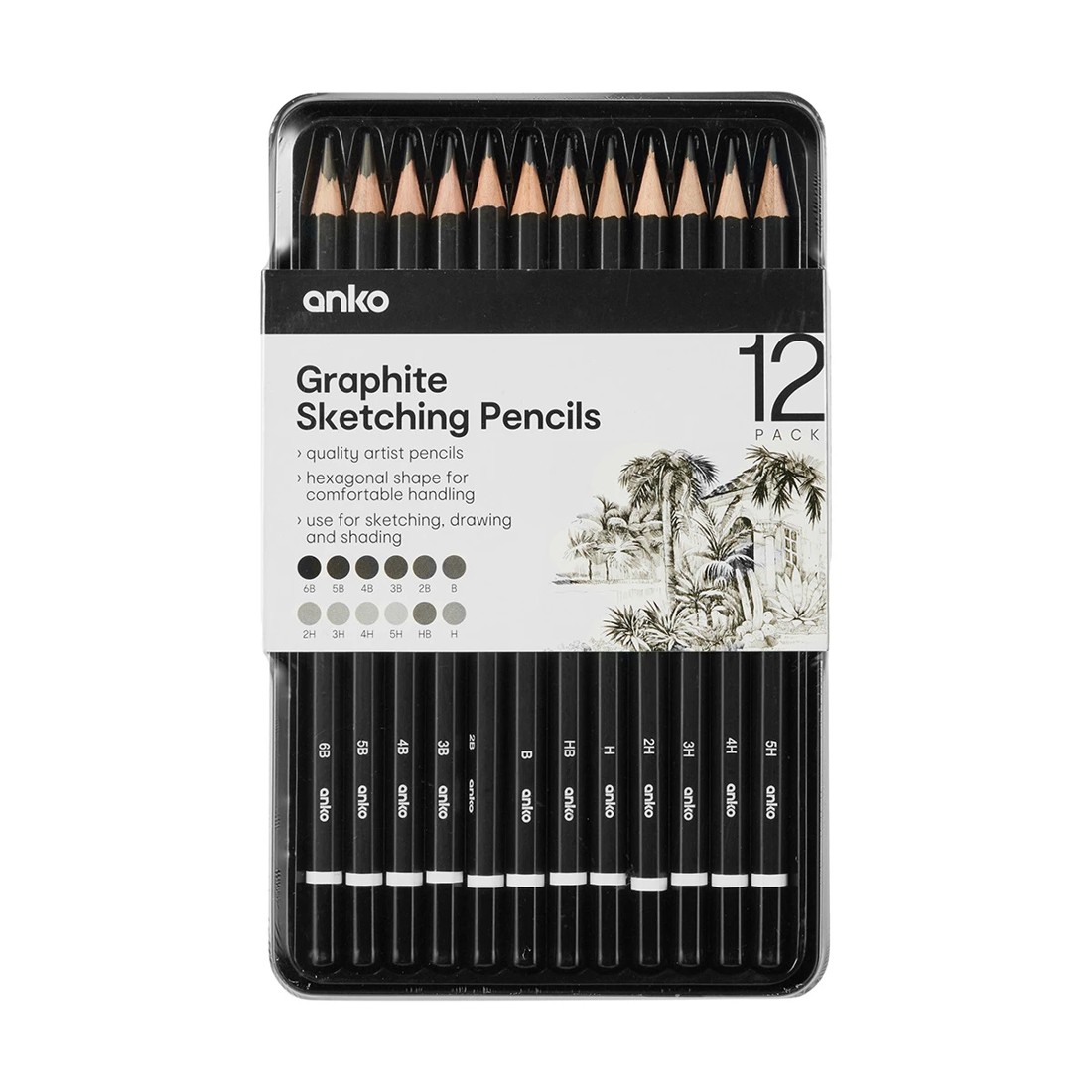 1 12 Pack Sketching Pencils, 1 of 6