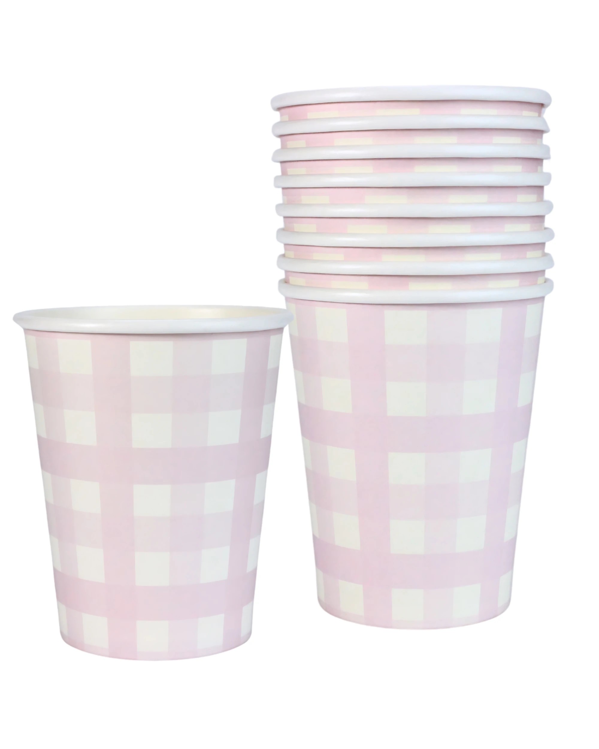 1 Amscan Pastel Pink Gingham Paper Cups Pack of 8 - Pink, 1 of 1