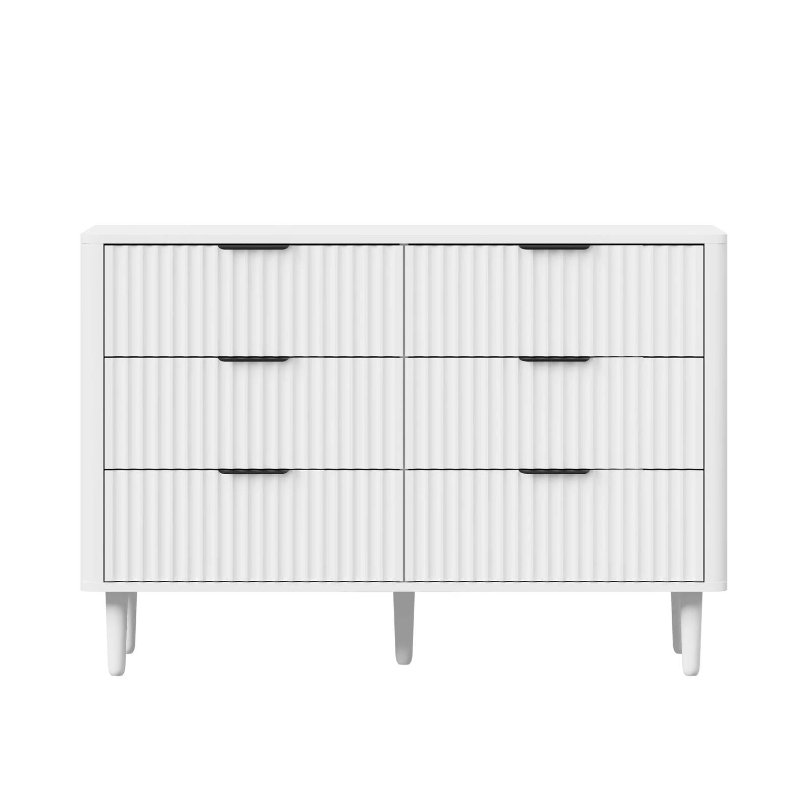 7 Oikiture 6 Chest Of Drawers Storage Cabinet Dressers Lowboy Stripe
 - White, 7 of 9