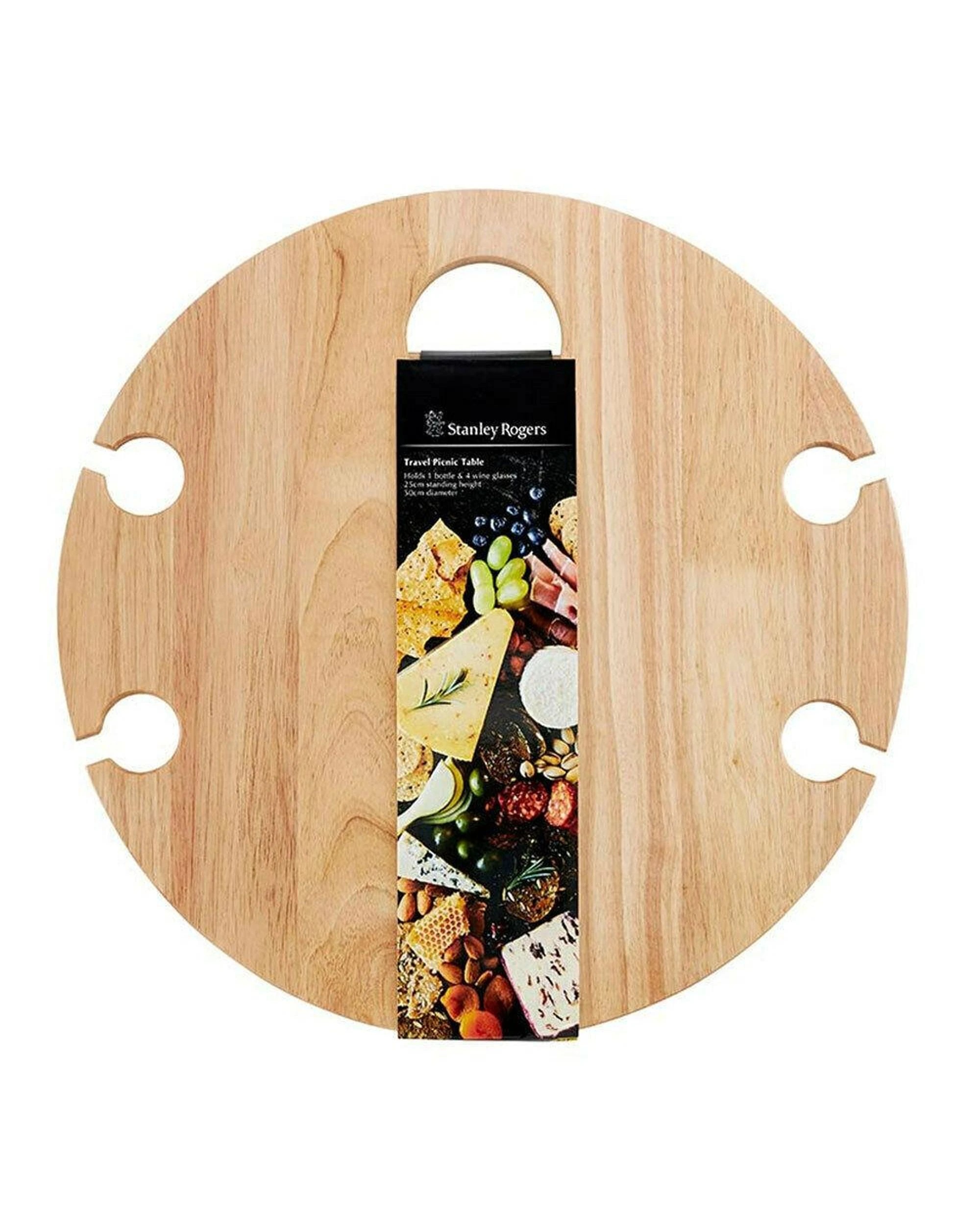 6 Stanley Rogers 50 x 25cm Travel Folding Timber Round Picnic Table, 6 of 6