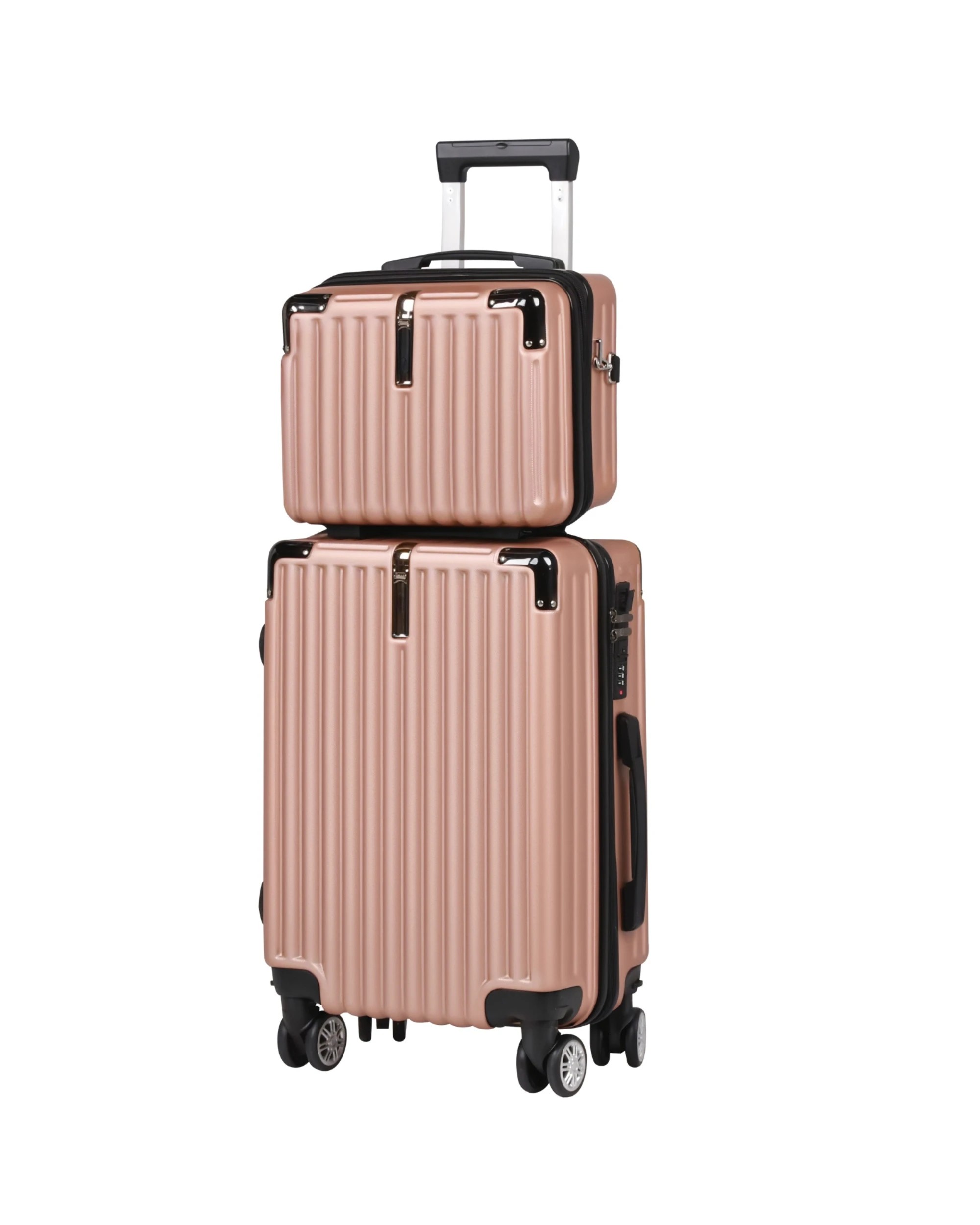 1 Advwin 2 Pcs Luggage Sets with Cup Holder - Pink, 1 of 8