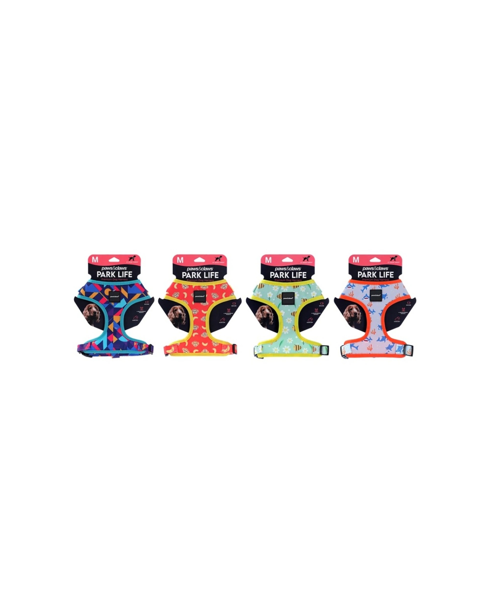 3 Paws & Claws 3x 4pc Park Life Printed Pet Dog Harness Set Medium 37-50cm - Assorted, 3 of 7
