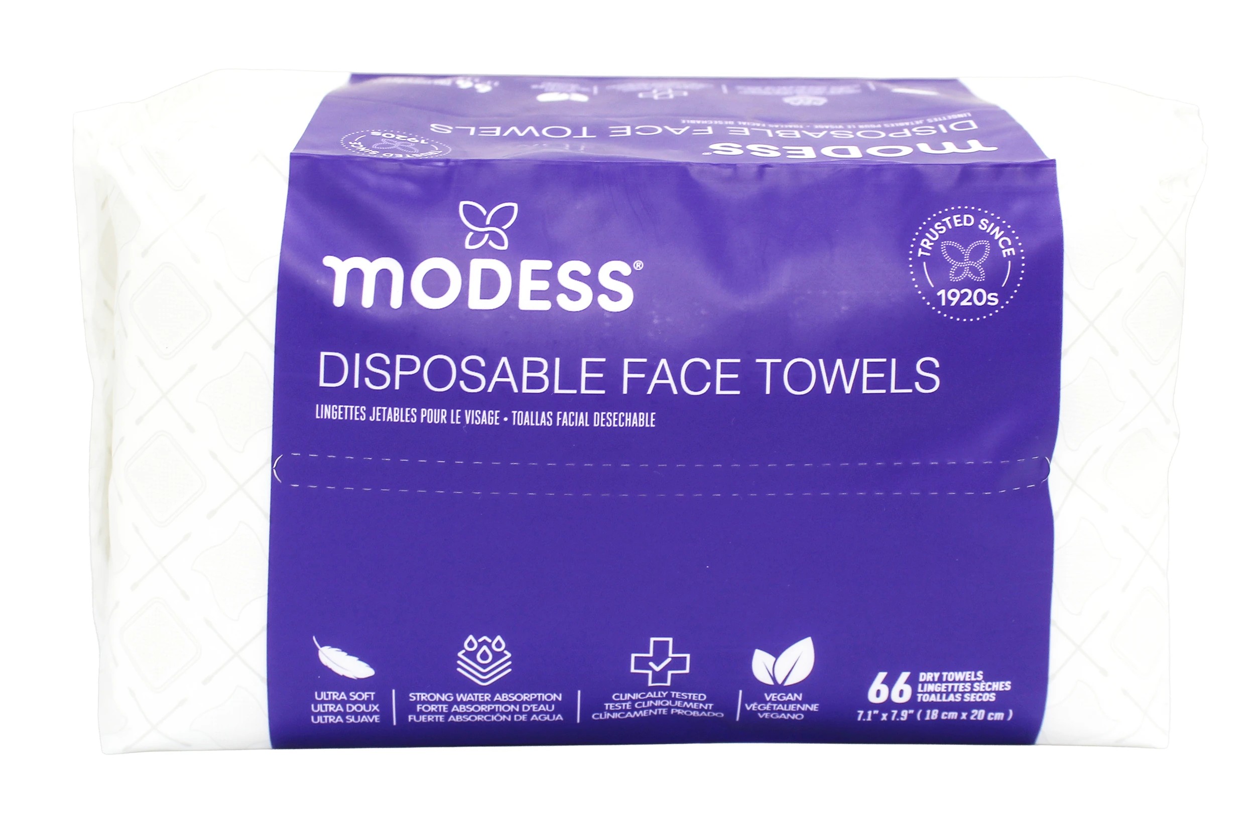 1 66 Pack Modess Disposable Dry Face Towels, 1 of 3