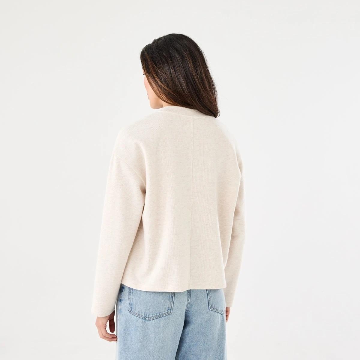 3 Long Sleeve Brushed Seam Detail Top Soft Bge, 3 of 6
