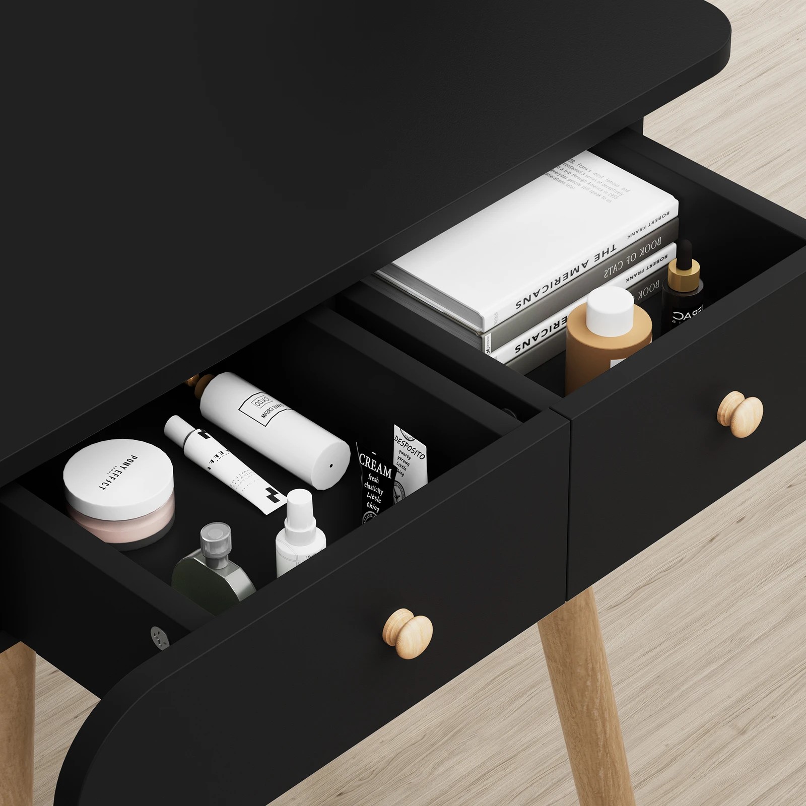 4 Alfordson Dressing Table Stool Set Makeup Mirror Vanity LED Light - Black, 4 of 10