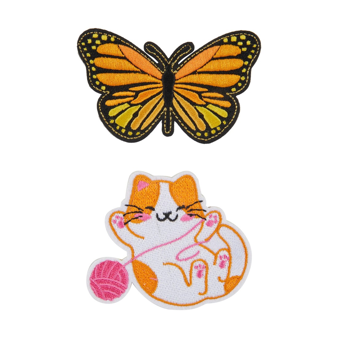 2 2 Piece Embroidery Patches - Butterfly and Cat, 2 of 2