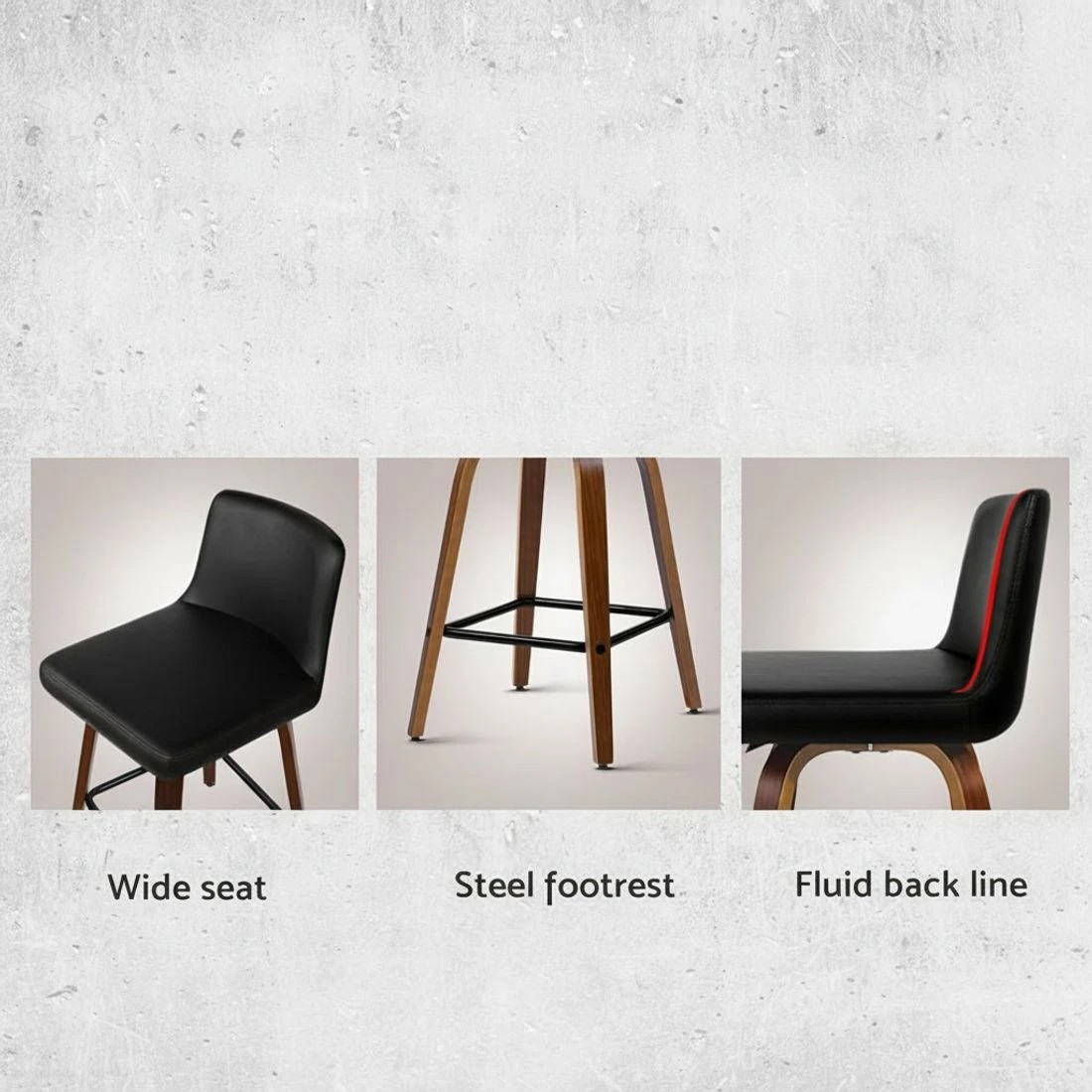 3 Artiss 4x Bar Stools Swivel Leather Padded Wooden - Black, 3 of 6