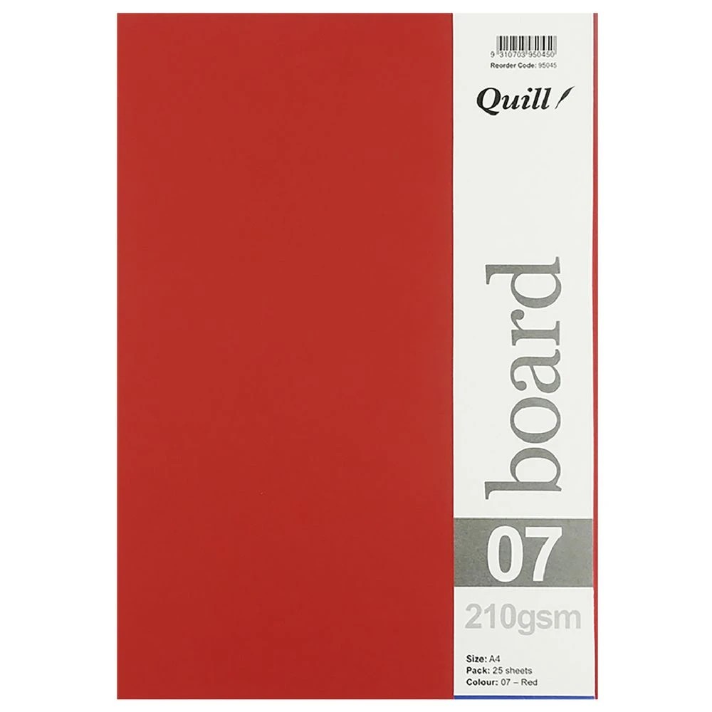 3 Quill A4 210gsm Board Red 25 Pack, 3 of 4