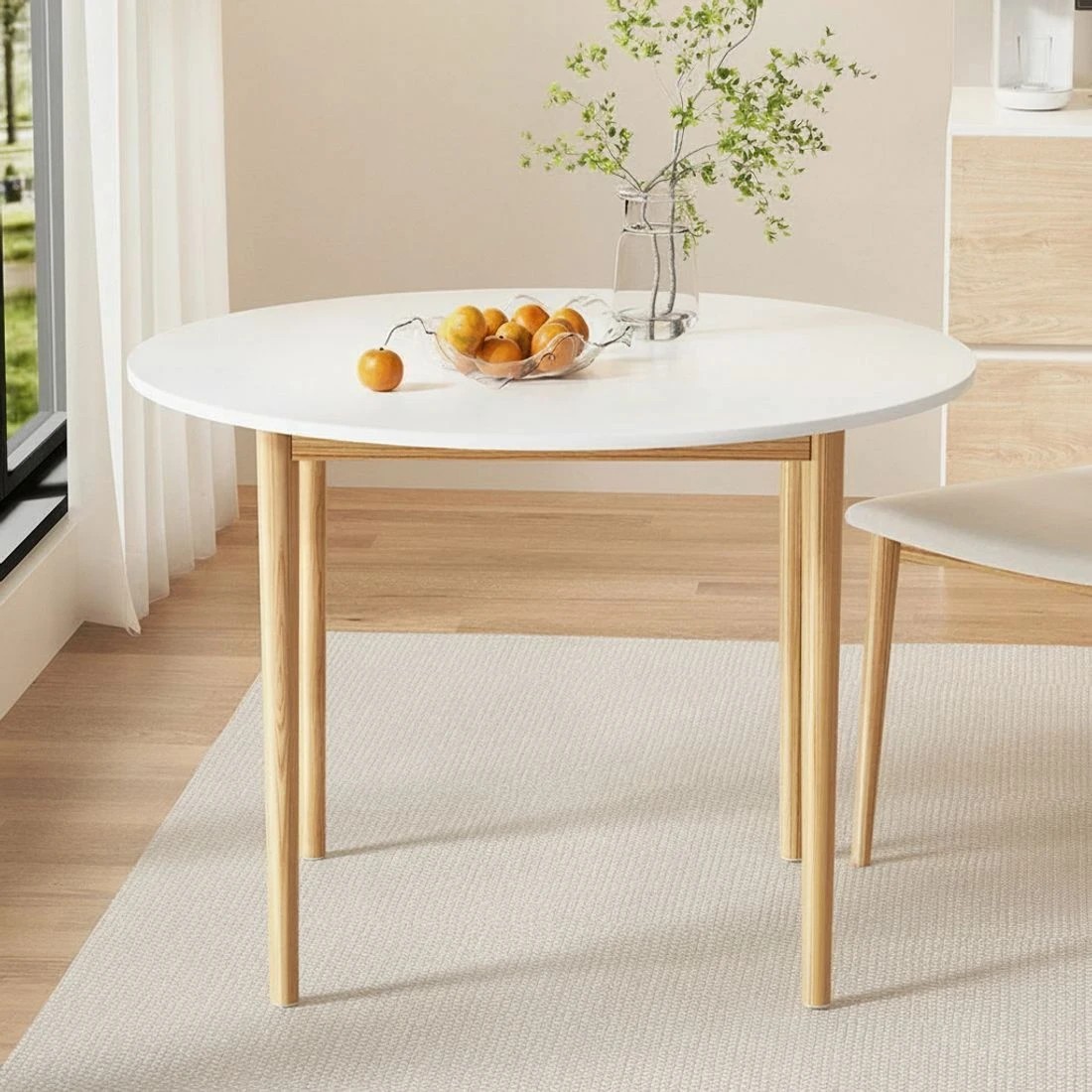 4 Artiss Dining Table Round  108CM Diameter - White, 4 of 7