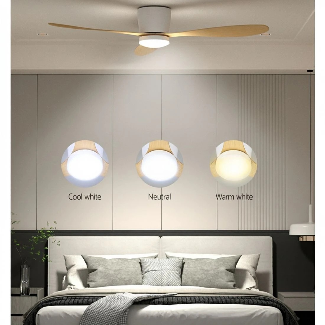 5 Devanti 52'' Ceiling Fan DC Motor w/Light w/Remote - Beige, 5 of 6