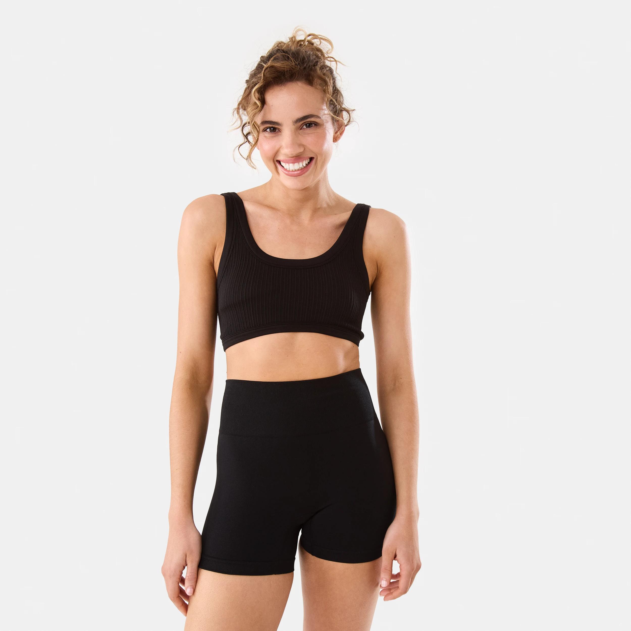 8 Active Womens Seamfree Rib Crop Top BLACK, 8 of 8