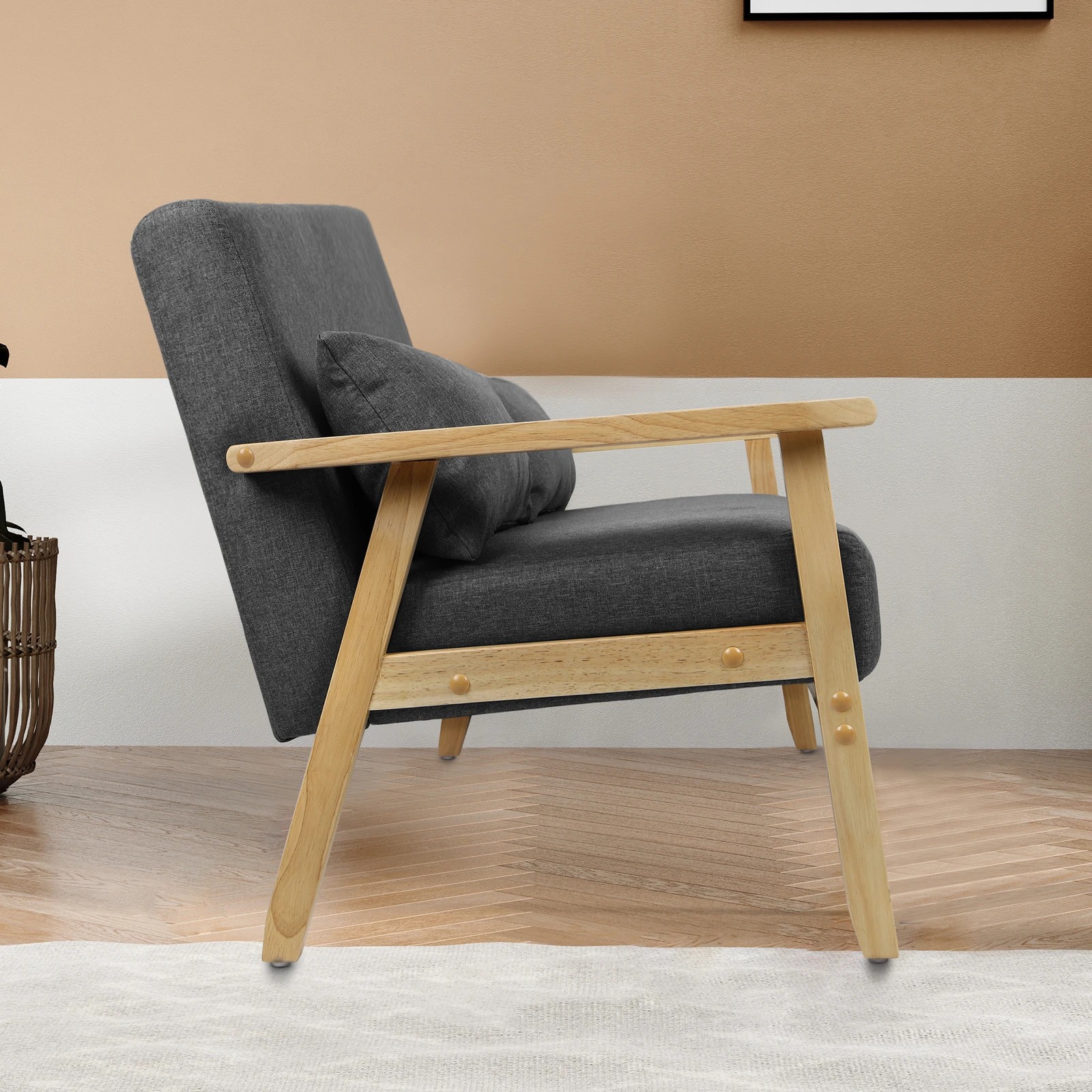 5 Alfordson 2 Seater Sofa Lounge Chair Fabric Armchair Accent Chair Loveseat - Dark Grey, 5 of 10