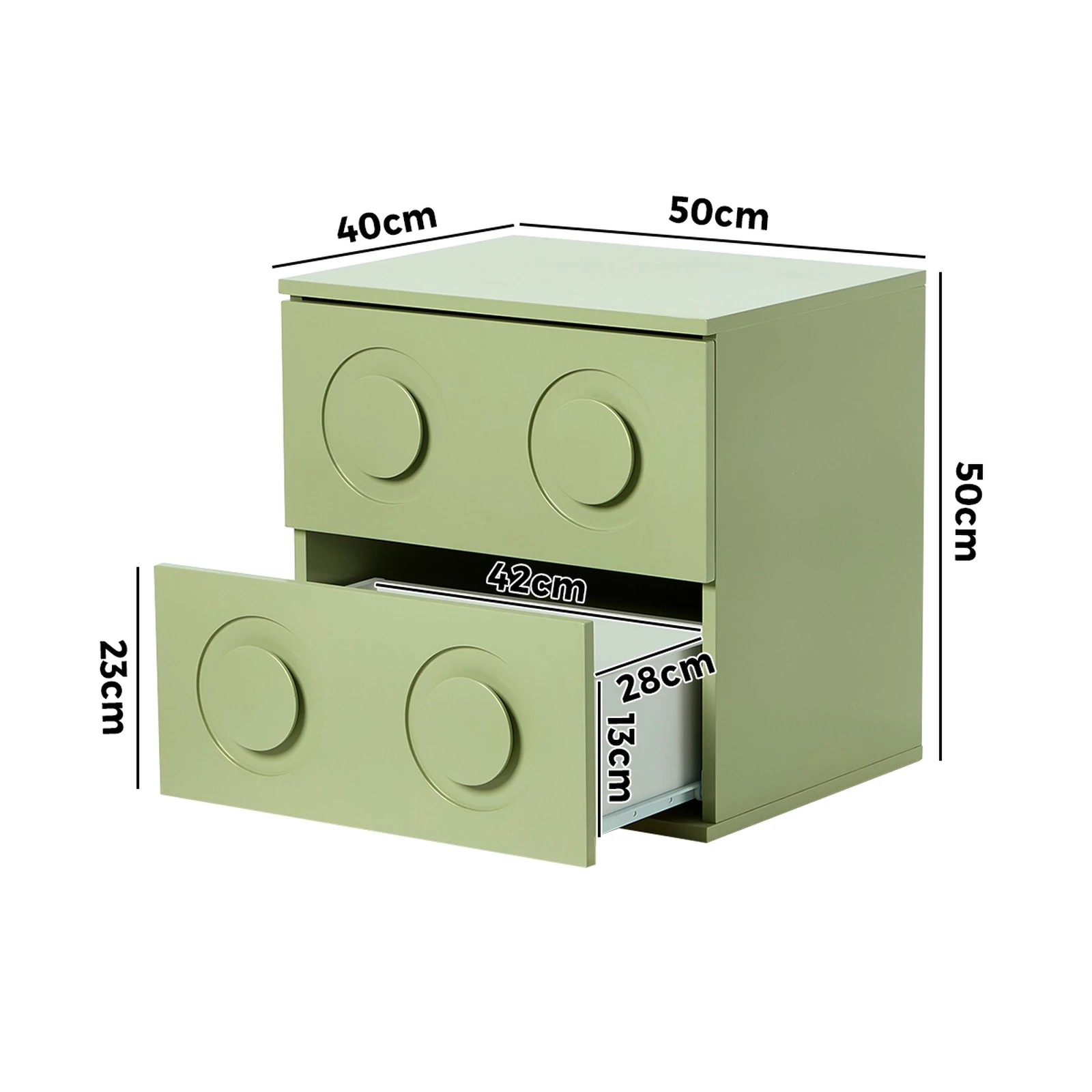 2 Oikiture 2x Bedside Table 2 Drawers Nightstand Side Storage Cabinet - Green, 2 of 9