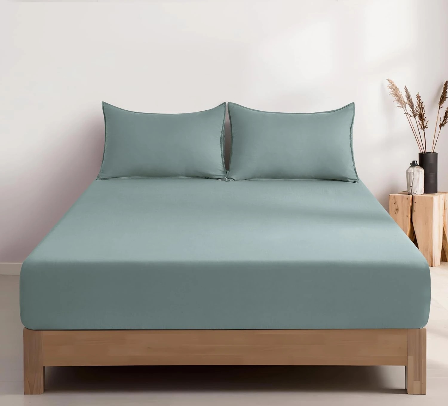 1 CleverPolly 100% Vintage Washed Microfibre Fitted Sheet Set - Seafoam - King Single Bed, 1 of 4