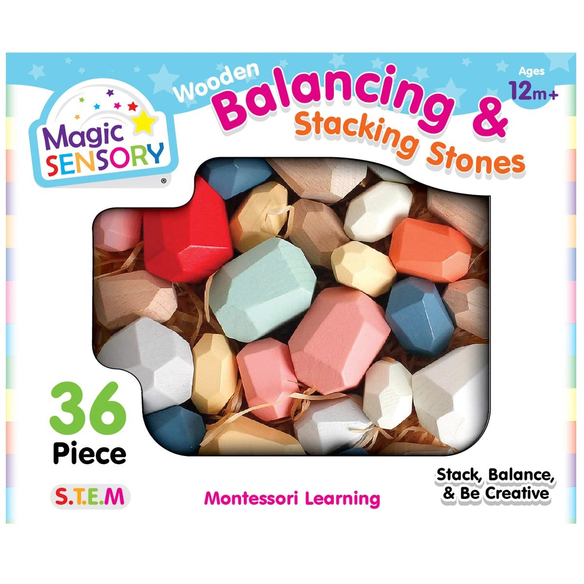 2 Magic Sensory 36 Piece Wooden Balancing & Stacking Stones, 2 of 5