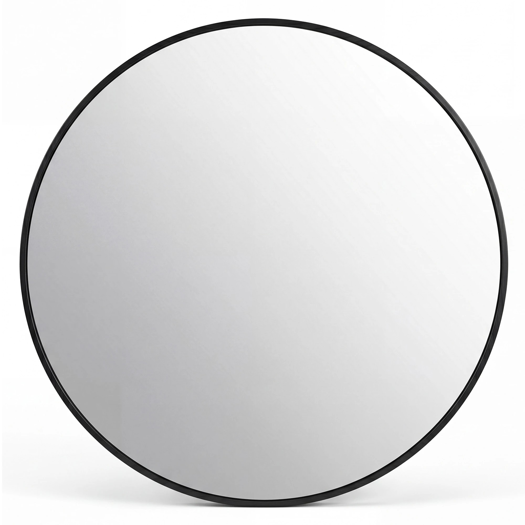 2 Yezi Wall Mirror Aluminum Frame Round Mirror 60cm HD Clear Bathroom Black, 2 of 5