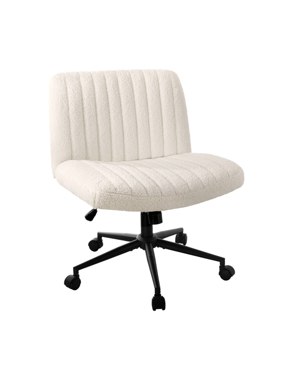 Oikiture Armless Office Desk Chair Sherpa
 - White
