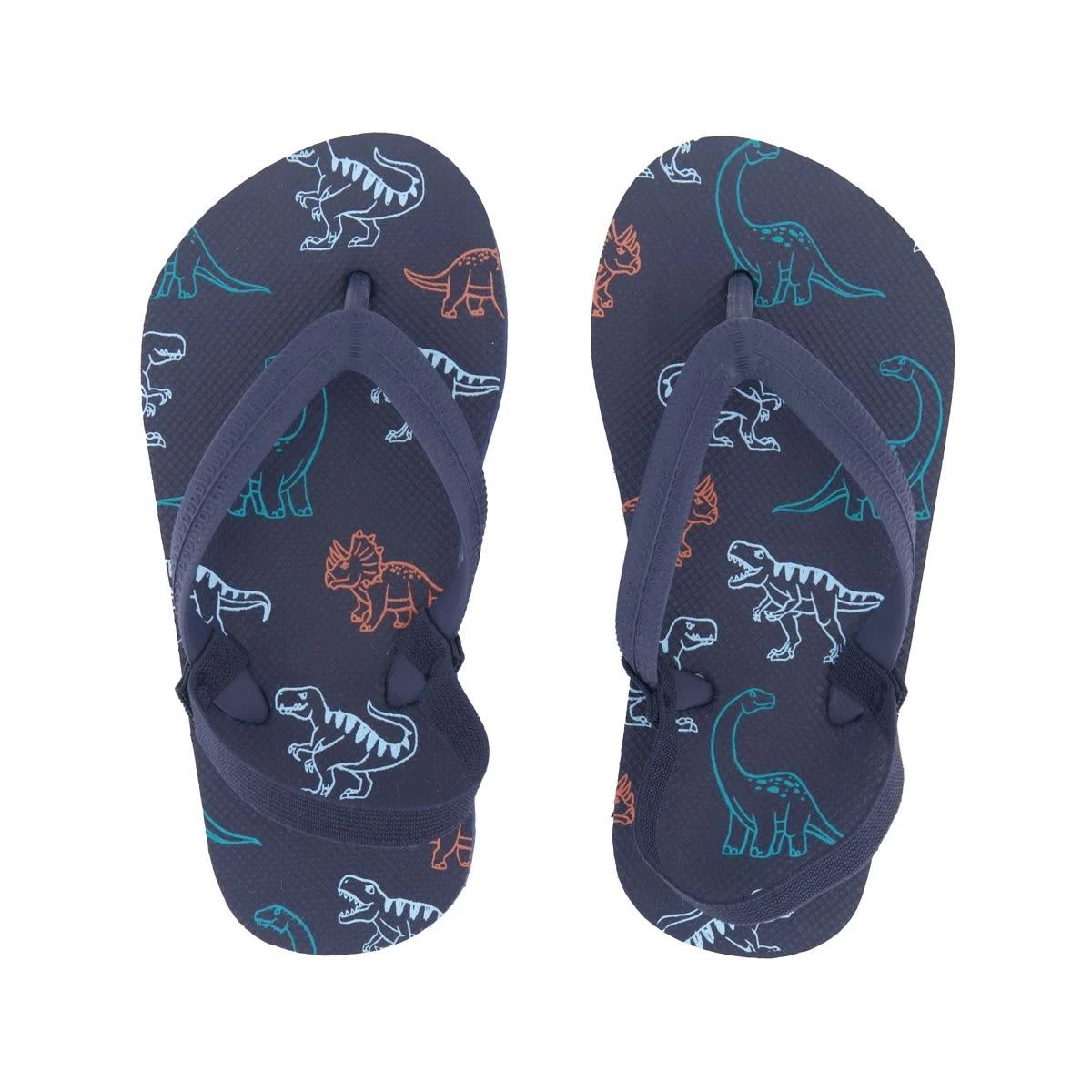 2 Junior Print Thongs NAVY DINO OUTLINE, 2 of 3