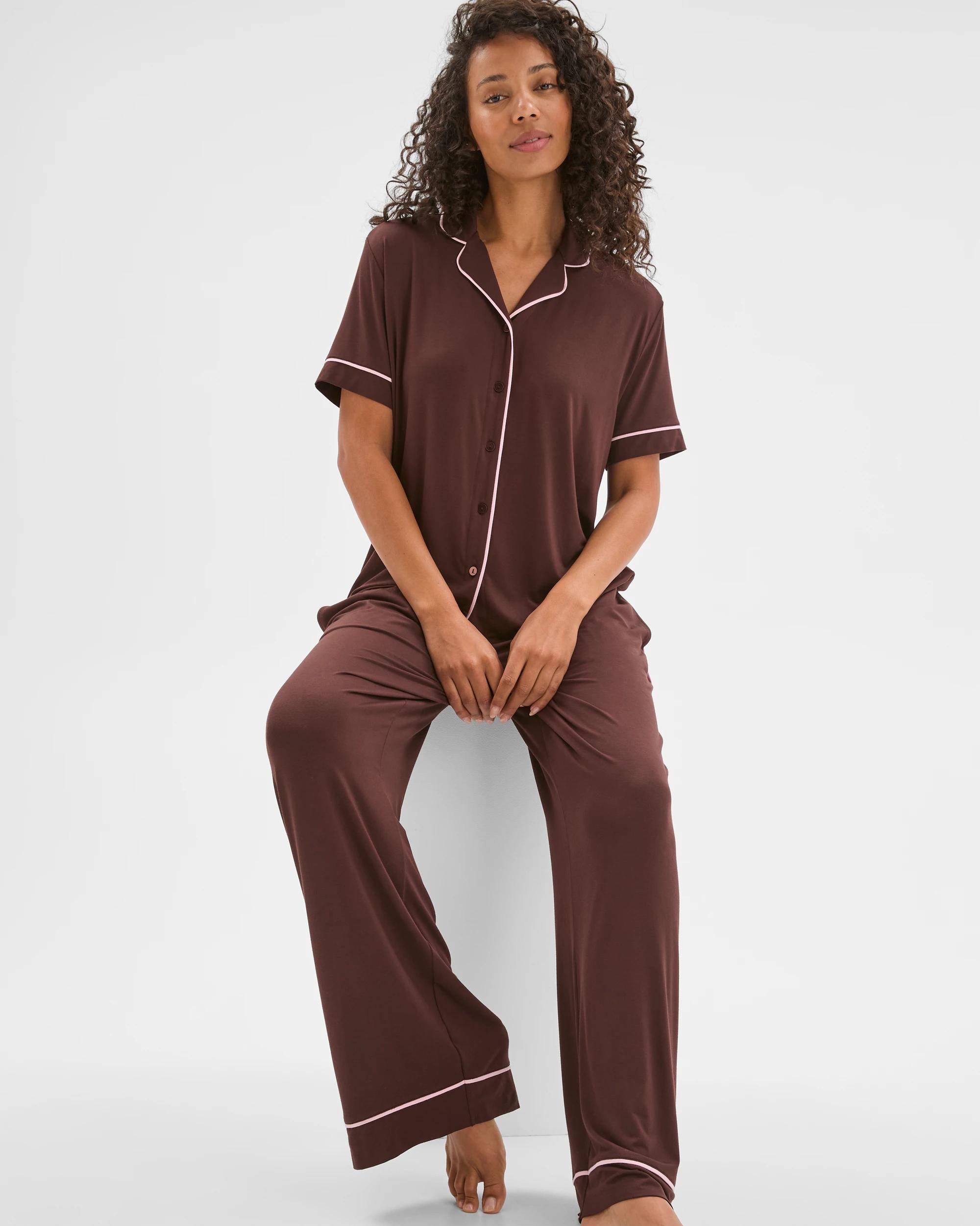 2 Target Woman Soft Comfort Bamboo Top and Pants Pyjama Set CHOCOLATE, 2 of 5