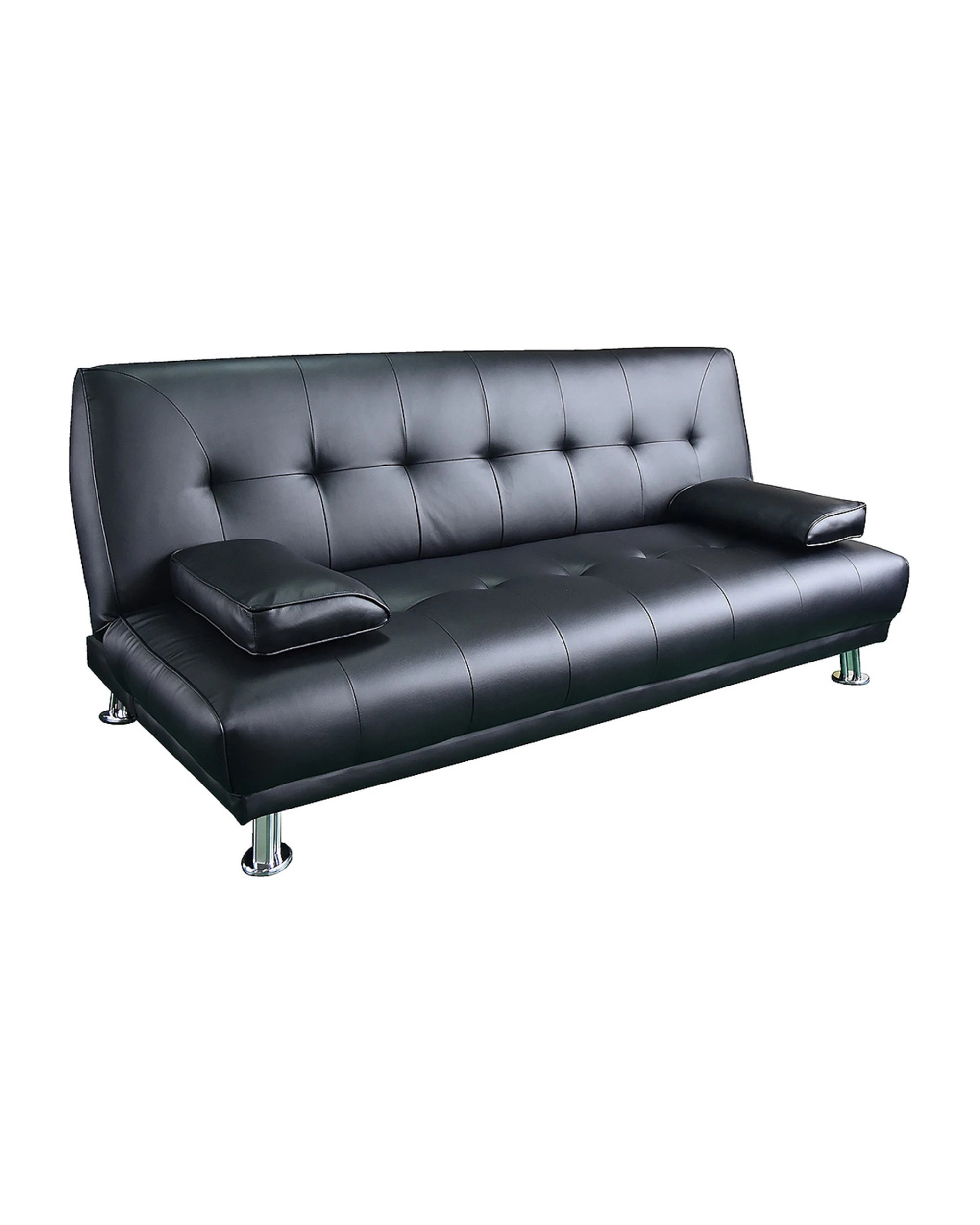 2 Sarantino 3 Seater Faux Leather Sofa Bed Couch Lounge Futon - Black, 2 of 5