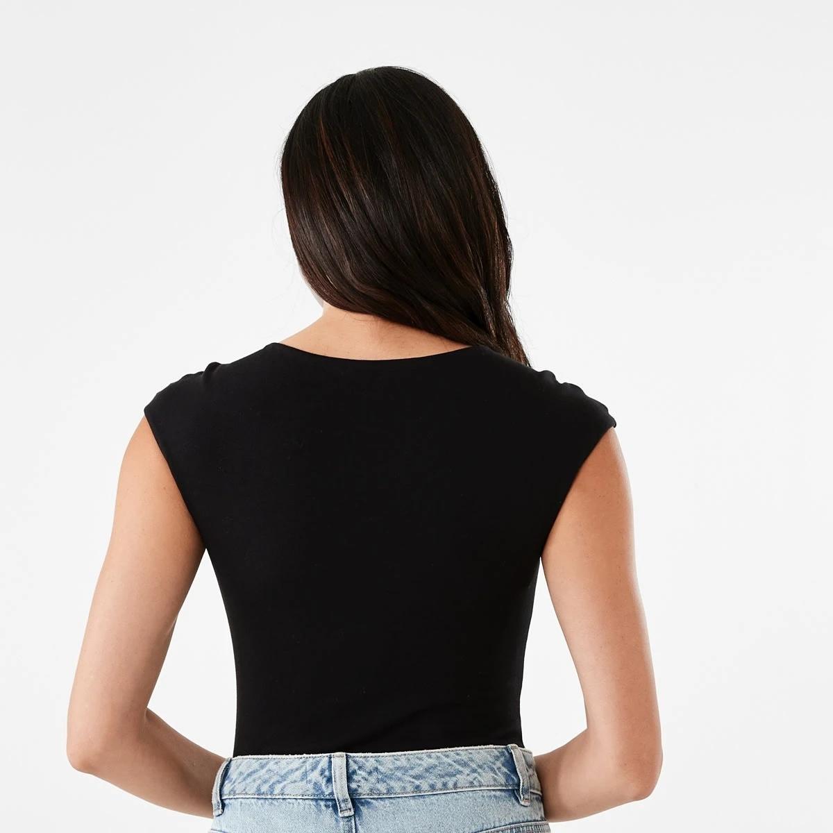 4 Cap Sleeve Bodysuit Black, 4 of 6