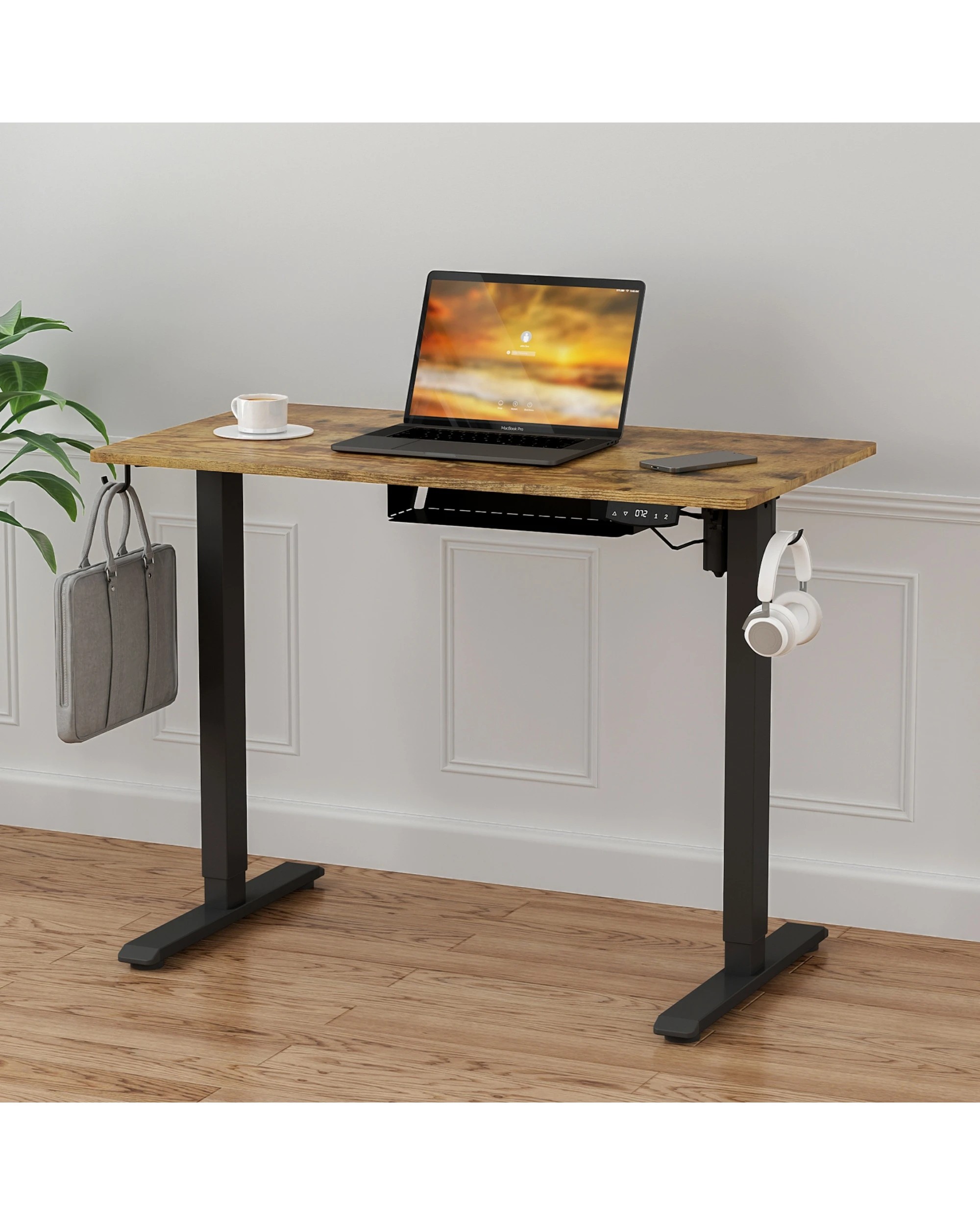 2 Advwin Electric Standing Desk Height Adjustable - Brown, 2 of 6