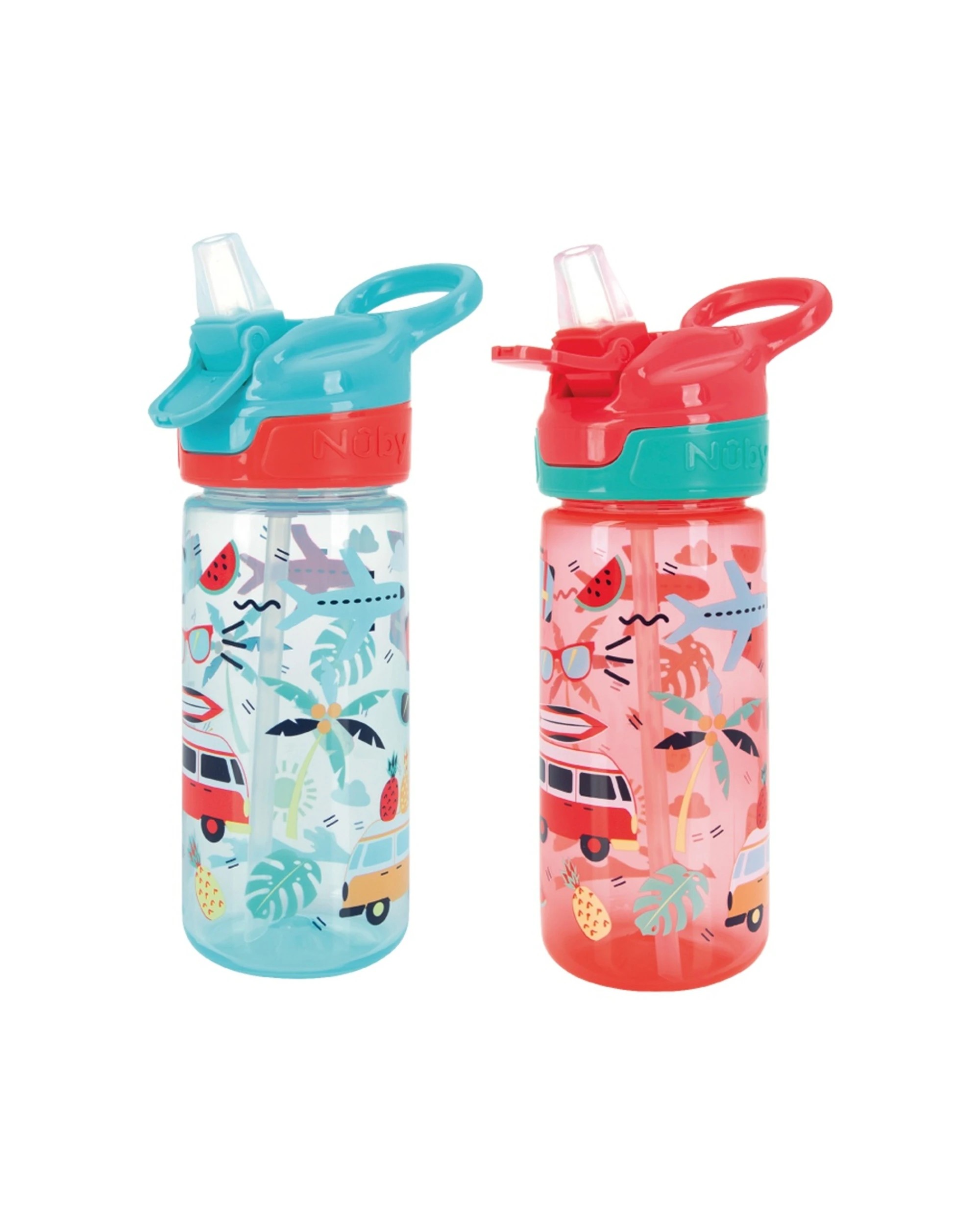 2 Nuby 4pc Super Quench Cup Vacation No-Spill Kids Water Bottle 540ml - Multi, 2 of 2