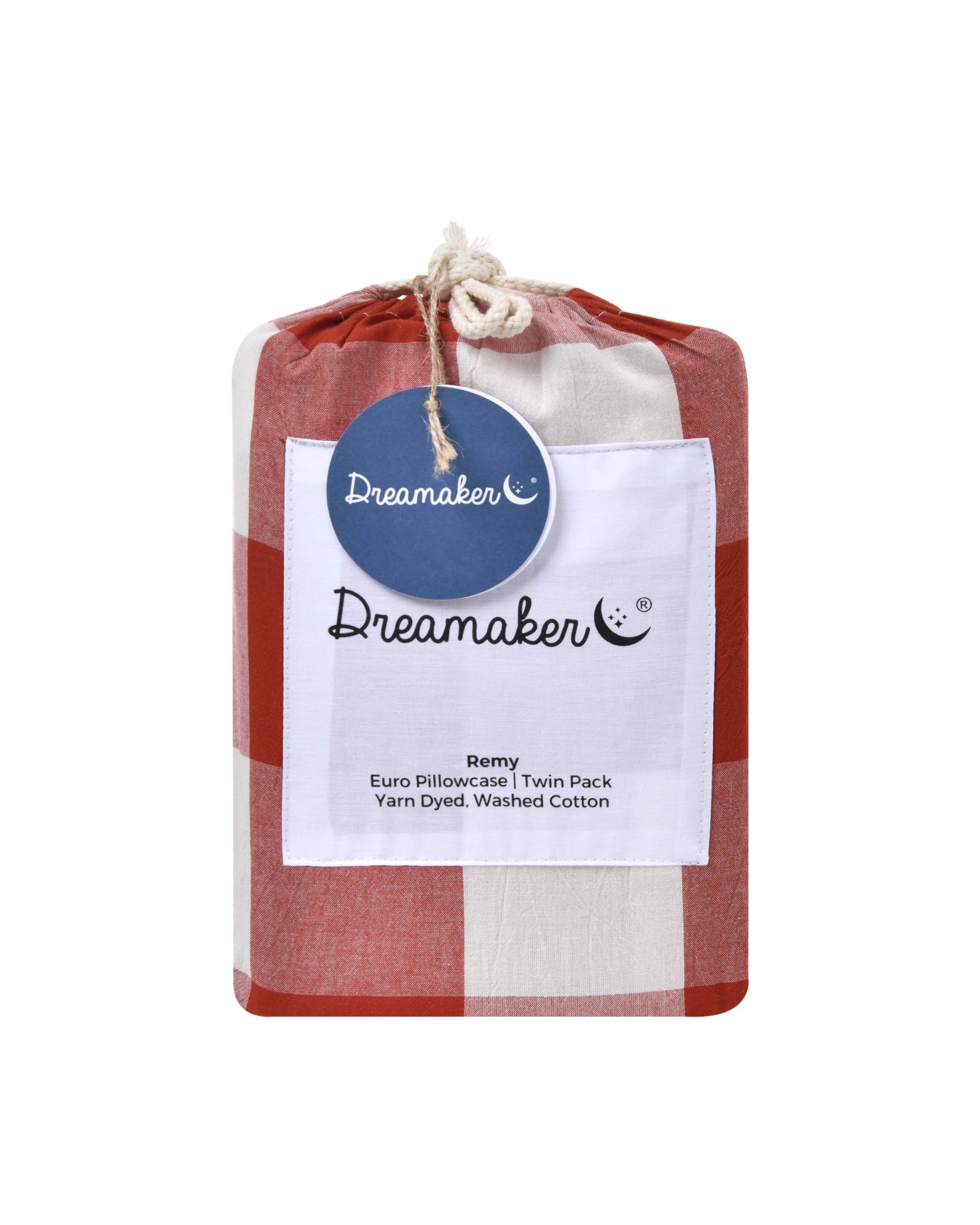 4 Dreamaker Twin Pack Remy Yarn Dyed Washed Cotton Checkered Standard Pillowcase - Rust, 4 of 5