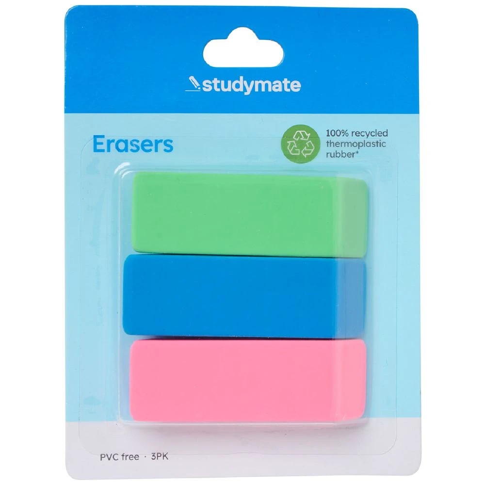 1 Studymate Erasers Brights 3 Pack, 1 of 2