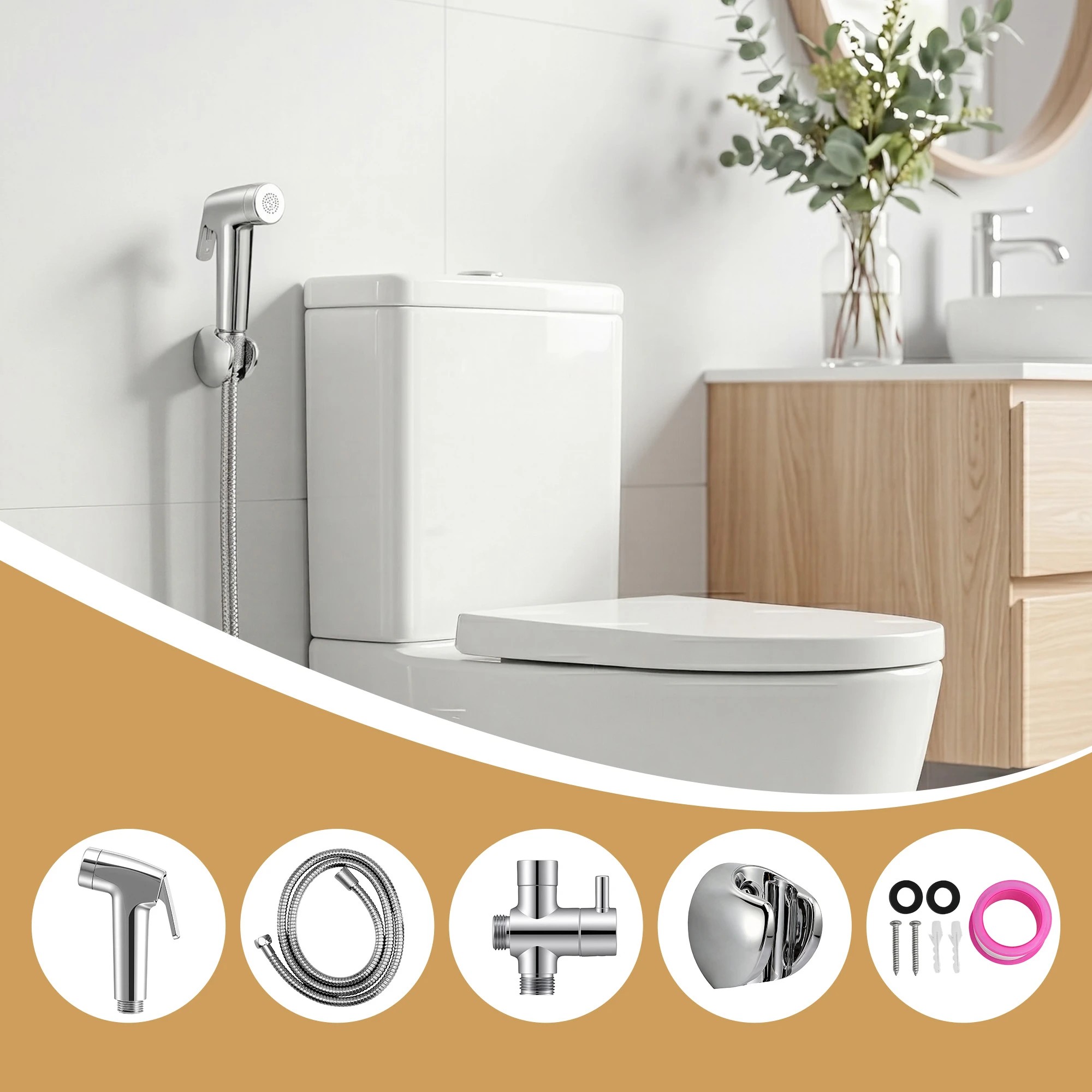 4 Cefito Handheld Bidet Sprayer for Toilet 1.5m Hose Jet Spray Attachment - Silver, 4 of 7
