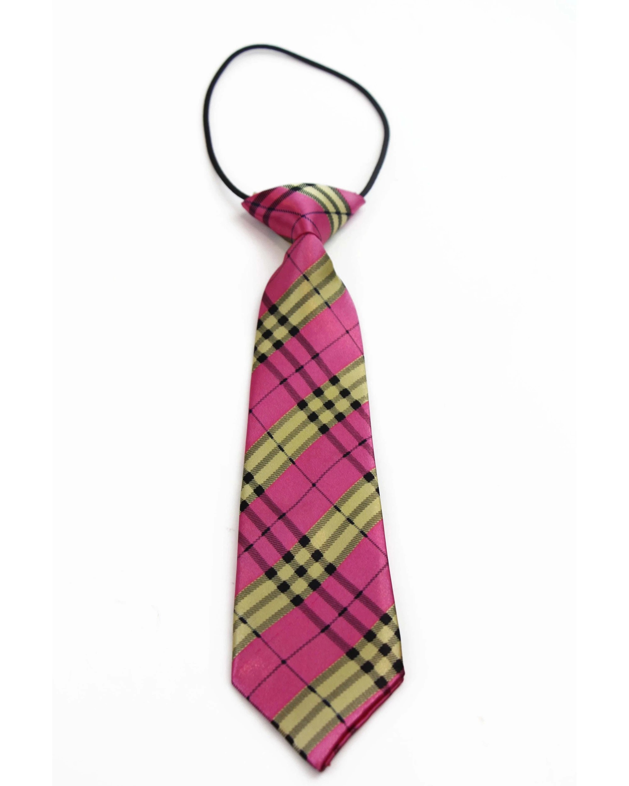 2 Zasel Kids Boys Pink Patterned Elastic Neck Tie - Criss Cross Gold, 2 of 2